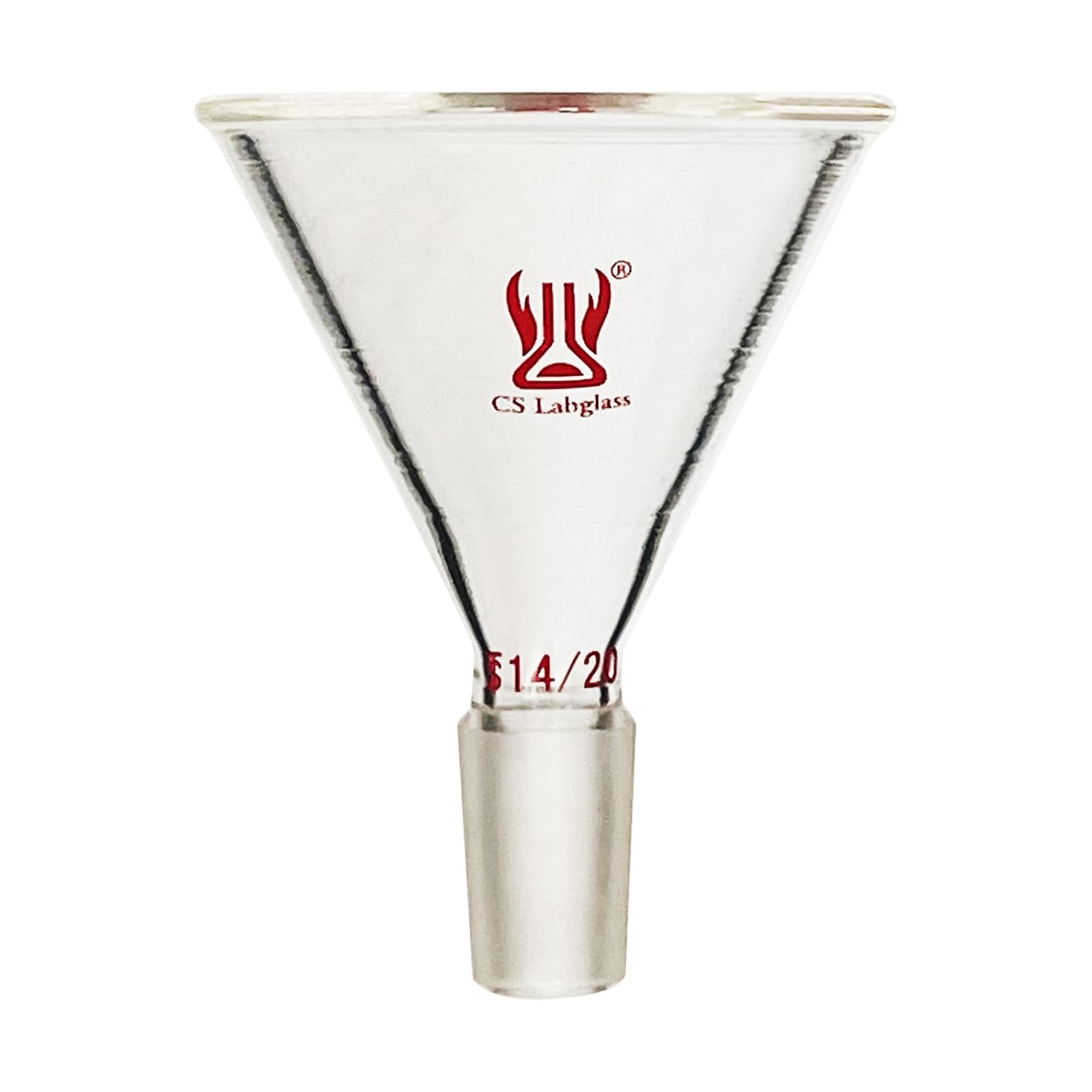 Borosilicate Glass Short Stem Powder Funnel - 50mm Top Outer Diameter & 14/20 Inner Joint - Lab Filter Funnel for Chemistry, Essential Oils, and Spice Transfer - Durable Lab Glassware for Precise Measuring & Filling