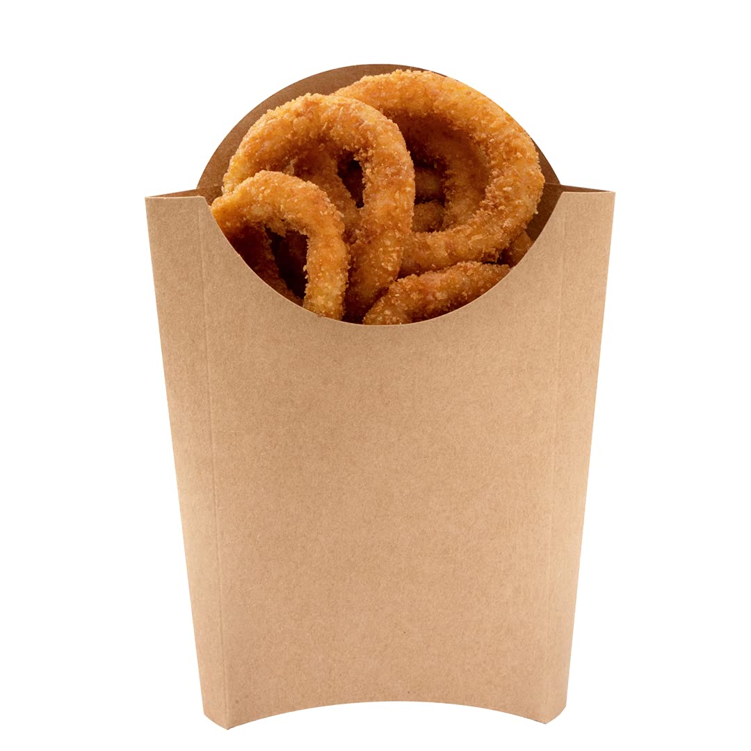 Eco-Friendly 4oz Kraft Paper French Fry Cups - 100-Pack Disposable Snack Containers for Fries, Onion Rings, Popcorn & Cookies | Stackable, Sustainable 4.7x3.5x5.1 Inch Food Holders | Perfect for Restaurants, Food Trucks, Movie Nights & Parties