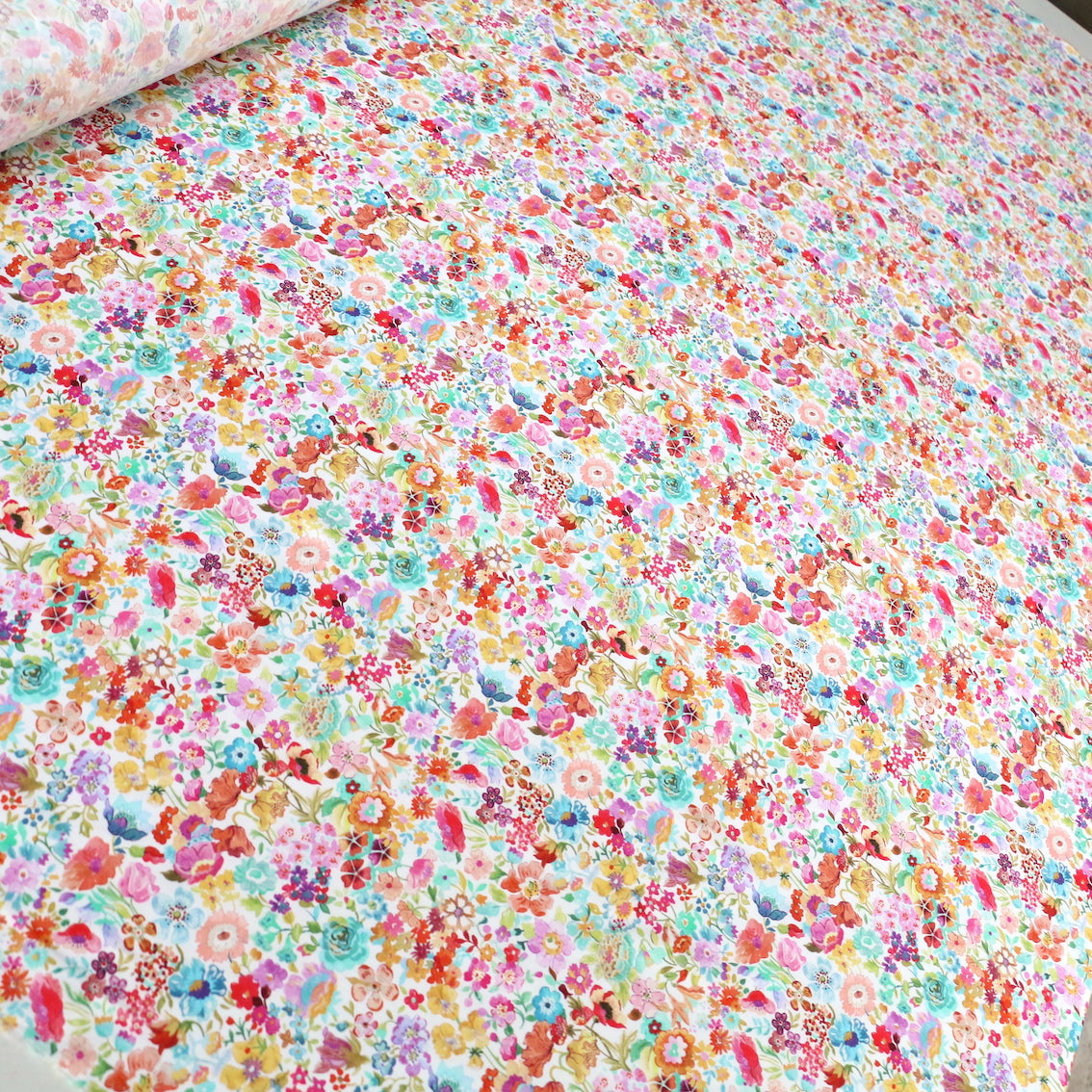 Classic Meadow White Liberty Tana Lawn™ - Premium Cotton Fabric for Dressmaking, Quilting & DIY Crafts - Perfect for Summer Dresses, Blouses & Home Decor Projects