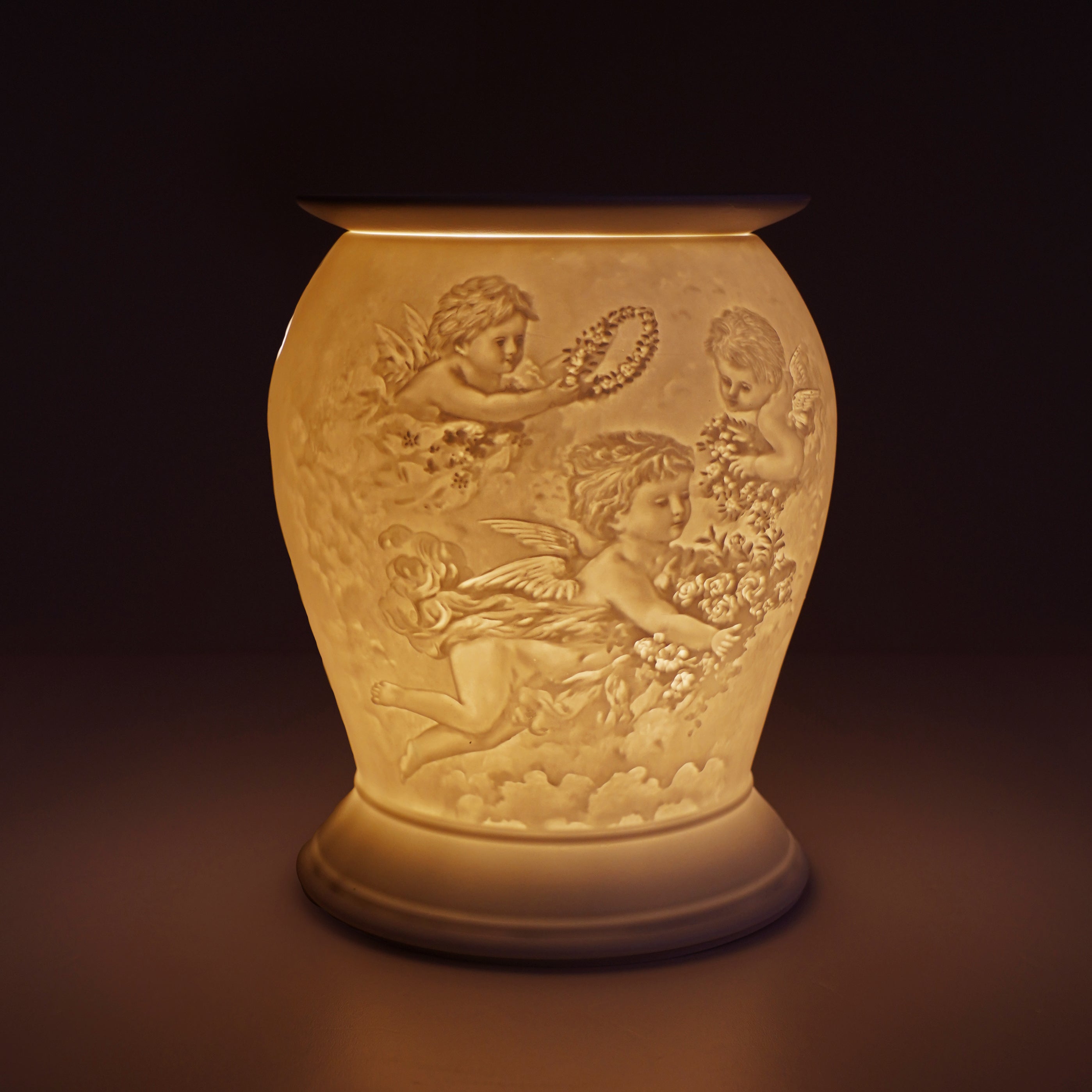 Electric Wax Warmer with Porcelain Barrel & Cherub Design - Perfect for Home Aromatherapy, Spa Relaxation & Holiday Decor