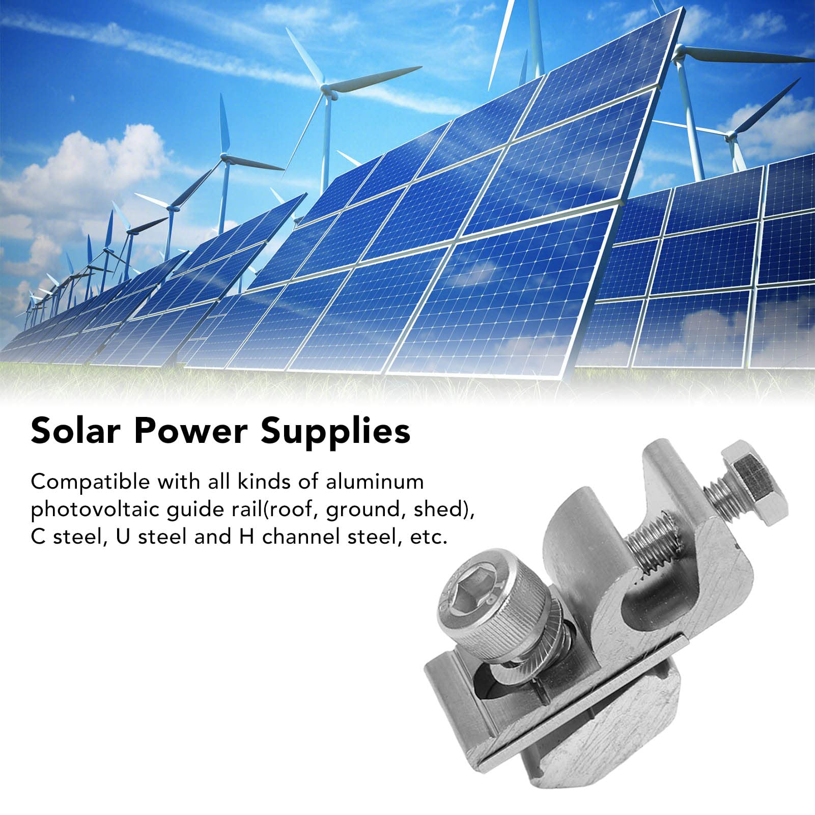 10Pcs Solar Panel Grounding Clips & Brackets - Aluminum PV Mounting Clamps for Secure Cable Connection - Ideal for Solar Panel Installation & Maintenance