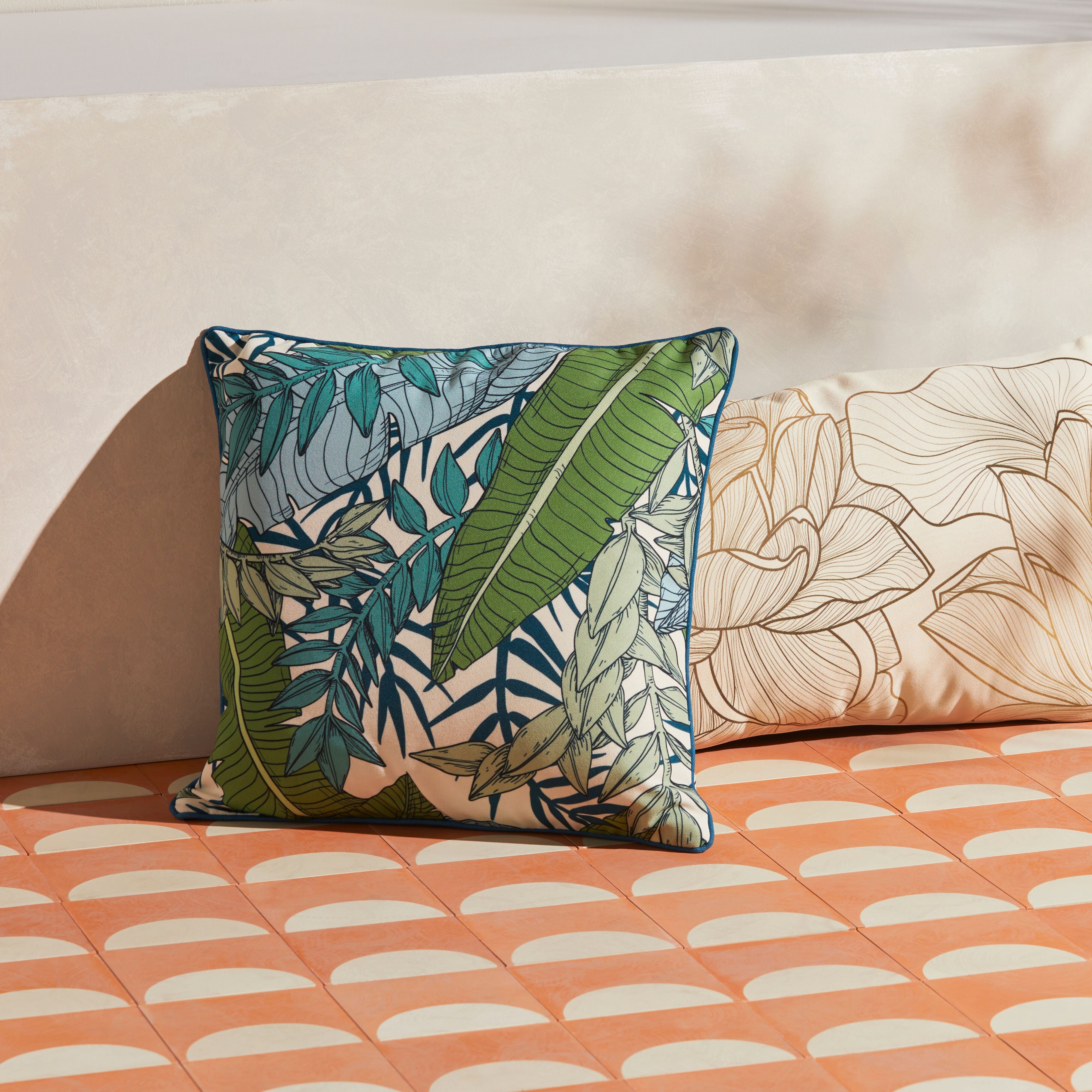 Aruba Blue Green Tropical Print Cushion 50x50cm - Soft Decorative Throw Pillow for Sofa, Bed, Outdoor Patio - Perfect for Beach House, Boho & Coastal Home Decor