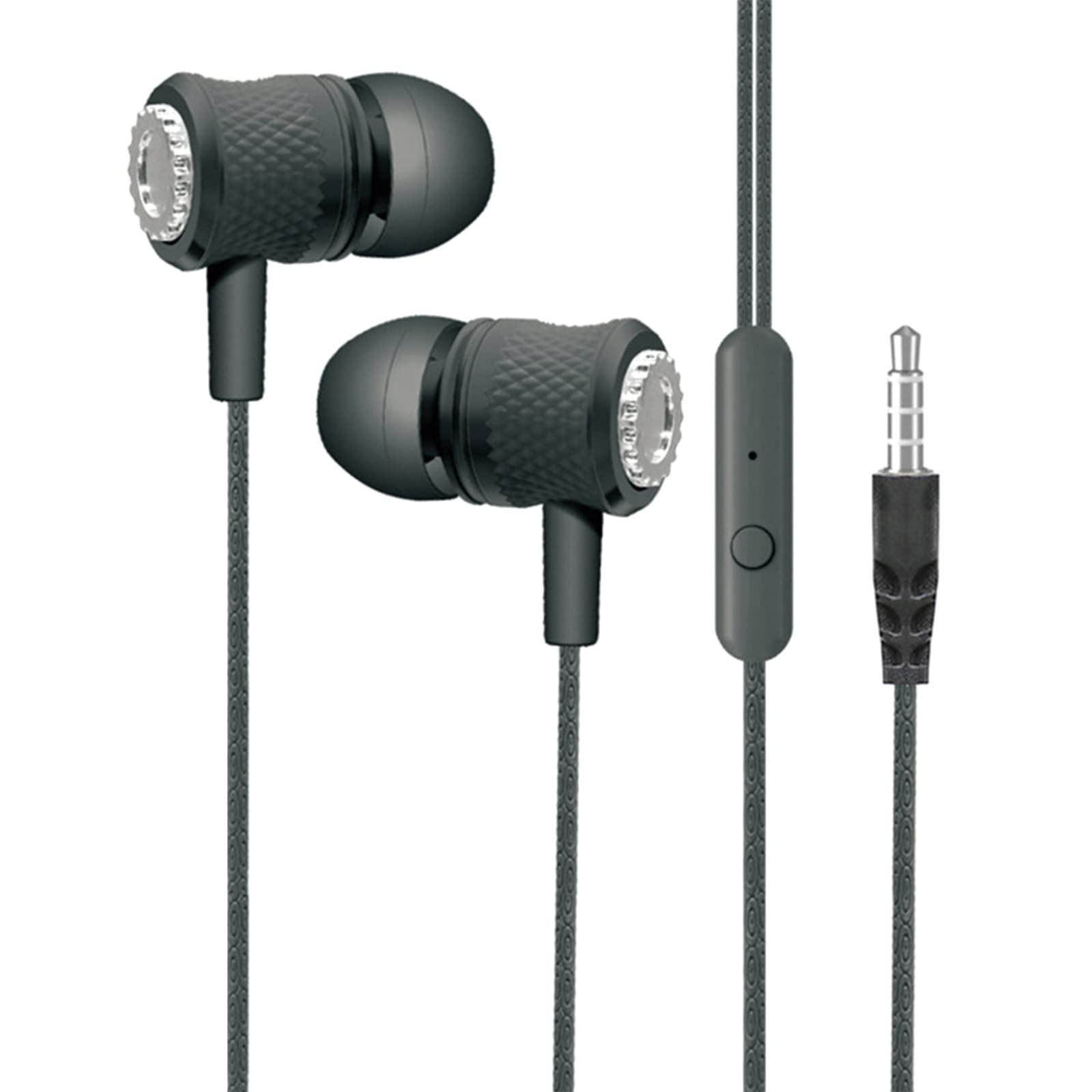 Wired In-Ear Headphones with Microphone - 3.5mm Noise Isolating Earbuds for iPhone, Android, Laptop, MP3, Gaming - Includes 800x Replacement Ear Tips (Black) - Perfect for Workouts, Commuting & Online Meetings