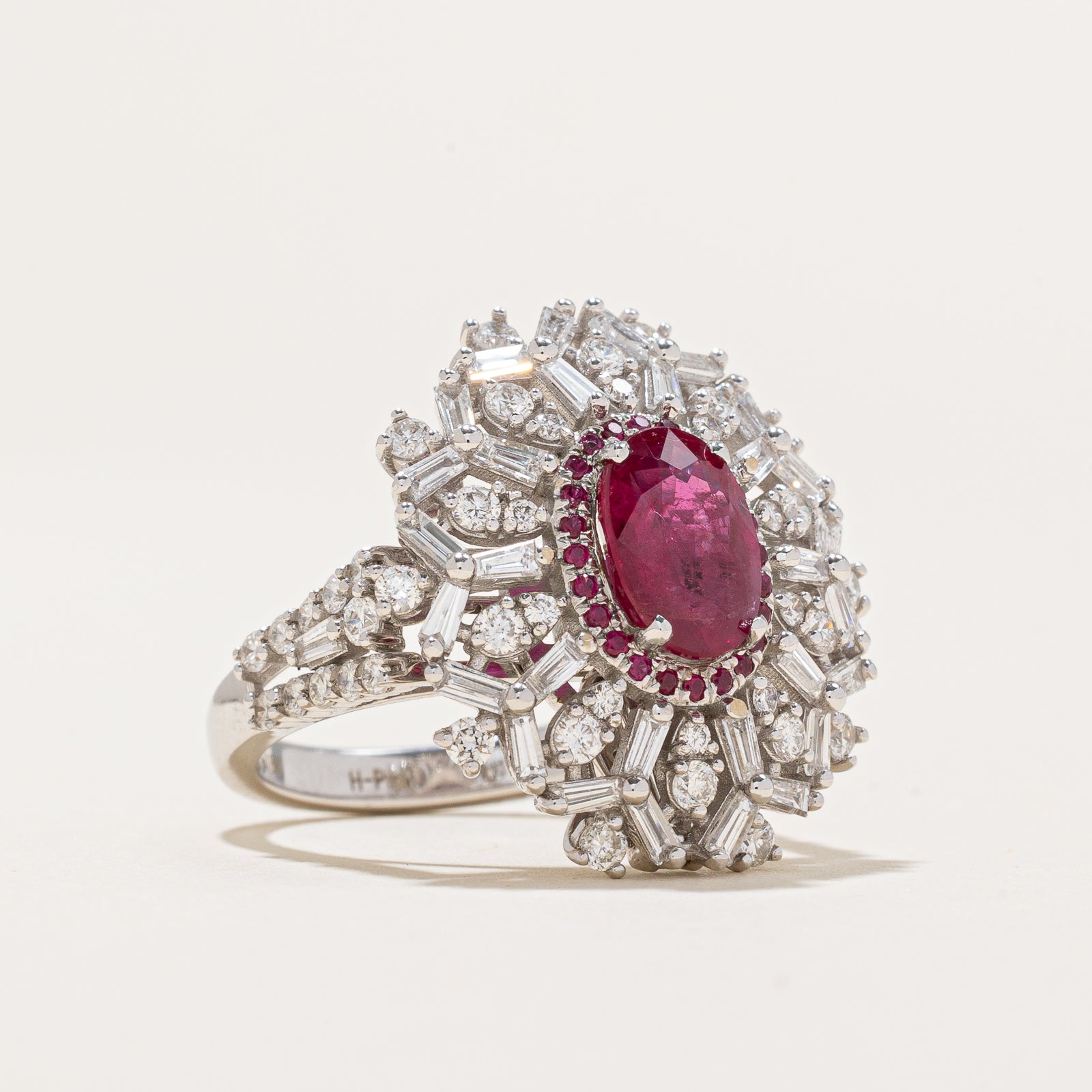 GRS Certified Natural Unheated Ruby & Diamond Convertible Cocktail Ring & Pendant - 2.16ct Ruby & 1.55ctw Diamonds - Size 6.5 - Elegant Jewelry for Evening Parties, Weddings & Special Occasions