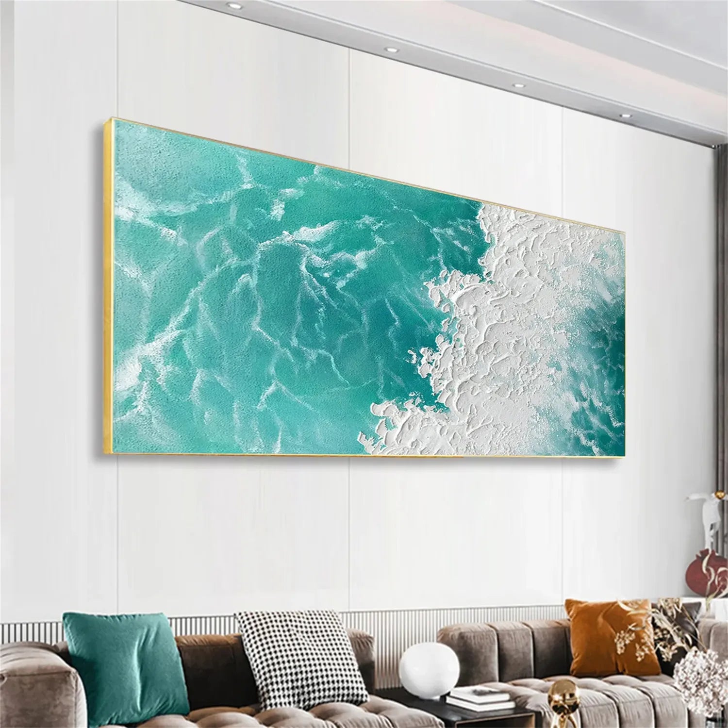 Ocean and Sky Painting #OS 170 - Handmade Seascape Wall Art for Home Decor, Office, Living Room & Bedroom
