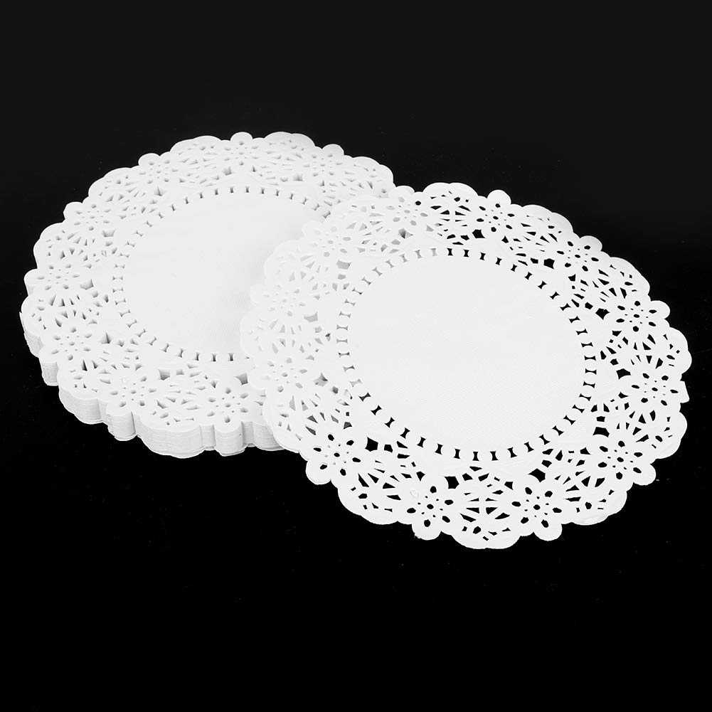 150 Pcs White Lace Baking Paper Doilies - Oil Absorbing Kitchen Liners for Cakes, Cookies & Desserts - Perfect for Party Decorations, Tea Time & Home Baking