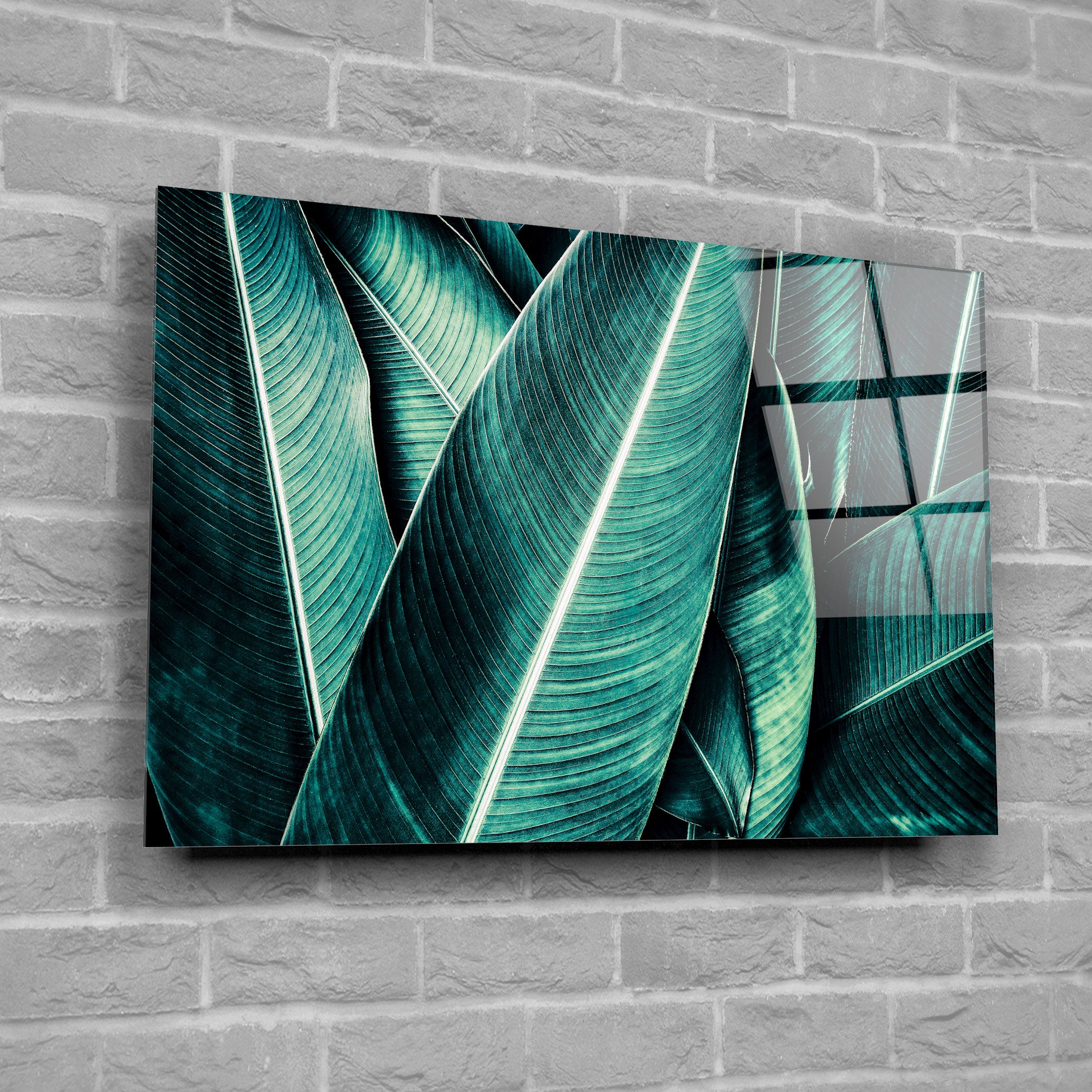 Leaves II Glass Print Wall Art - Modern Botanical Decor for Living Room, Bedroom & Office - Perfect for Home & Office Decor