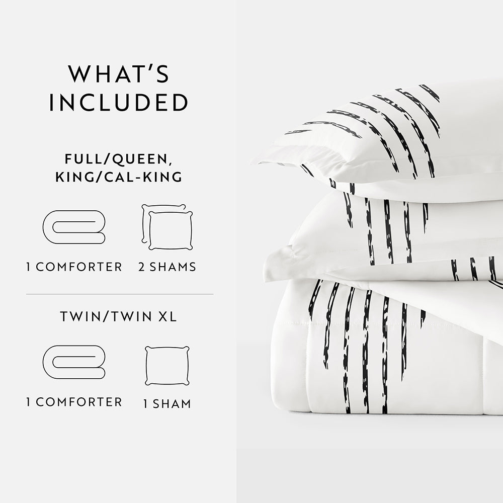 Premium Diamond Stripe Down Alternative Comforter Set - Hypoallergenic & Breathable Bedding for All Seasons | Perfect for Master Bedroom, Guest Room & Dorm Decor
