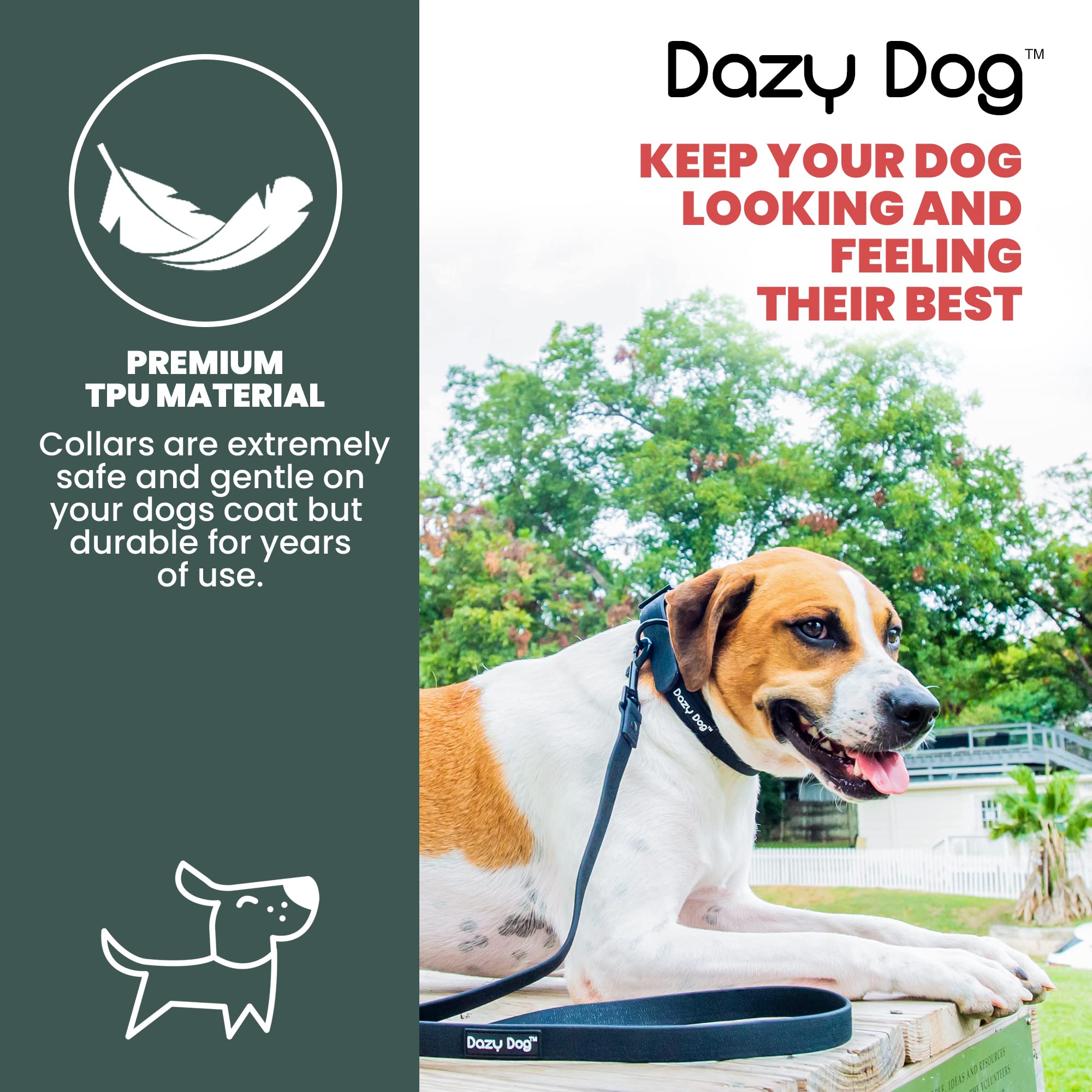 **Dazy Dog Waterproof Durable Dog Collar – Odor-Resistant & Easy-Clean TPU Collar – Stronger Than Biothane, Silicone & Rubber – Fits Small, Medium & Large Dogs (Large, Black) – Perfect for Hiking, Swimming & Outdoor Adventures**