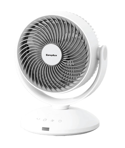 EuropAce EDF3731DWH 7-Inch Compact Desk Fan - Quiet Personal Cooling Fan for Office, Bedroom & Dorm Room - Energy Efficient USB or Battery Powered Small Fan