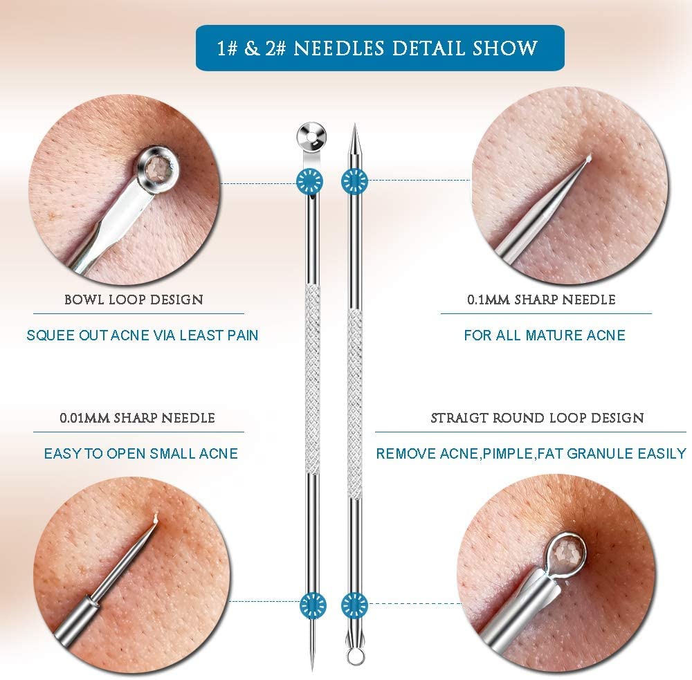 Eltihr 4-Piece Acne Needle Tool Set - Stainless Steel Blackhead & Pimple Remover Kit with Comedone Extractor & Tweezers for Blemish Treatment - Perfect for Home Skincare & Facial Care
