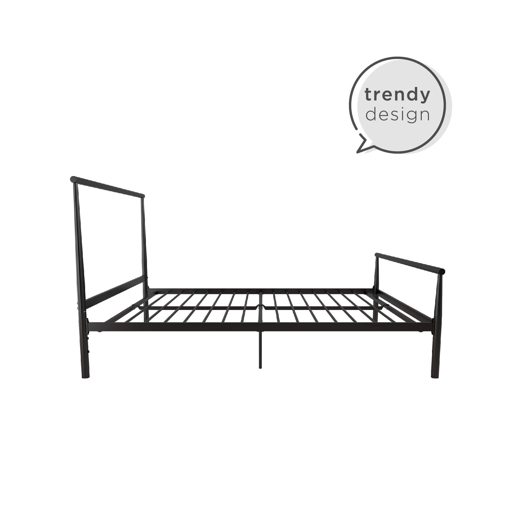DHP Calixa Modern Metal Platform Bed Frame - Full Size, Industrial Minimalist Design, Black - Sturdy & Noise-Free Bed Base for Small Spaces & Urban Apartments