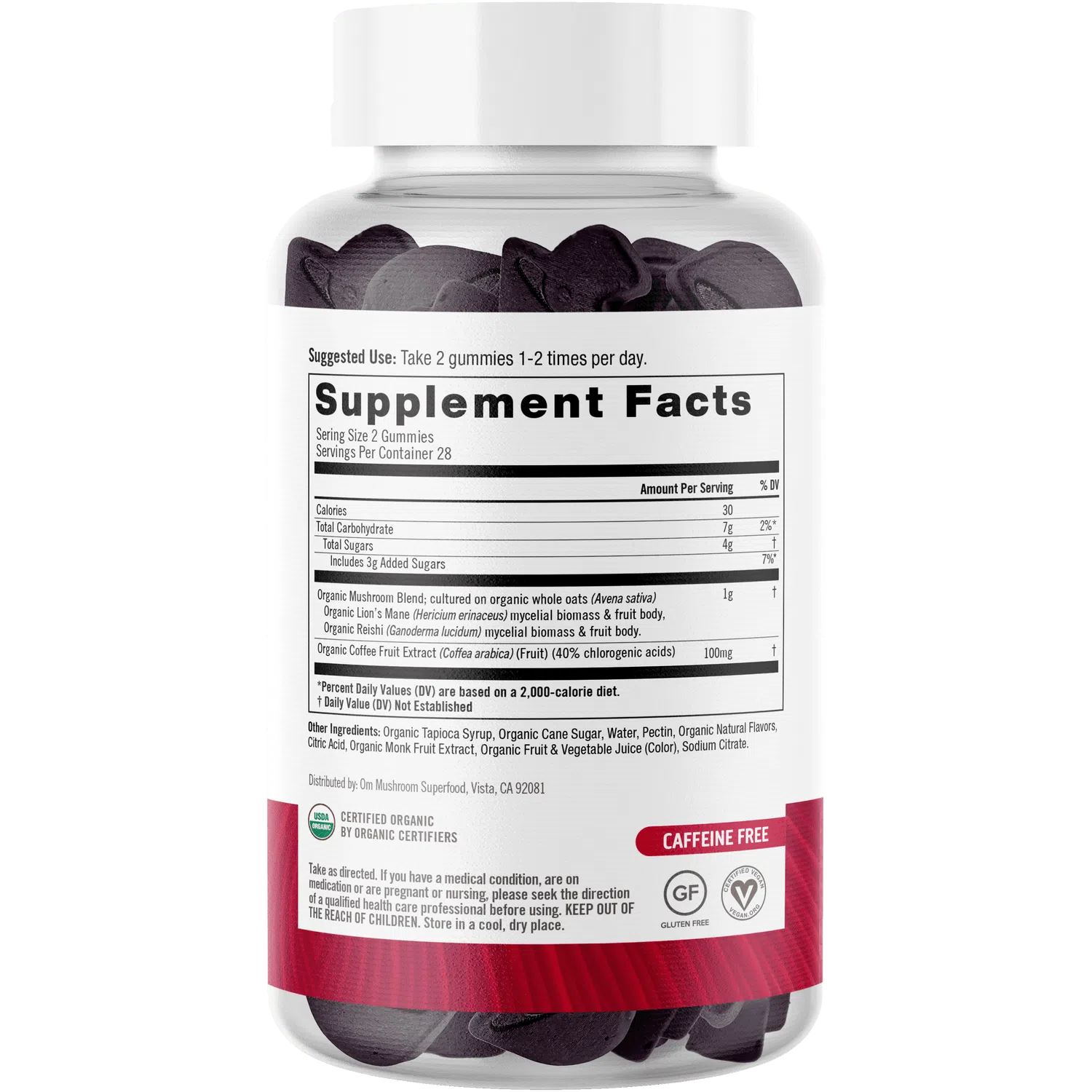 Om Brain Fuel+ Mushroom Gummies - Nootropic Supplement for Focus & Memory - Vegan Cognitive Support Gummies for Work, Study & Mental Clarity