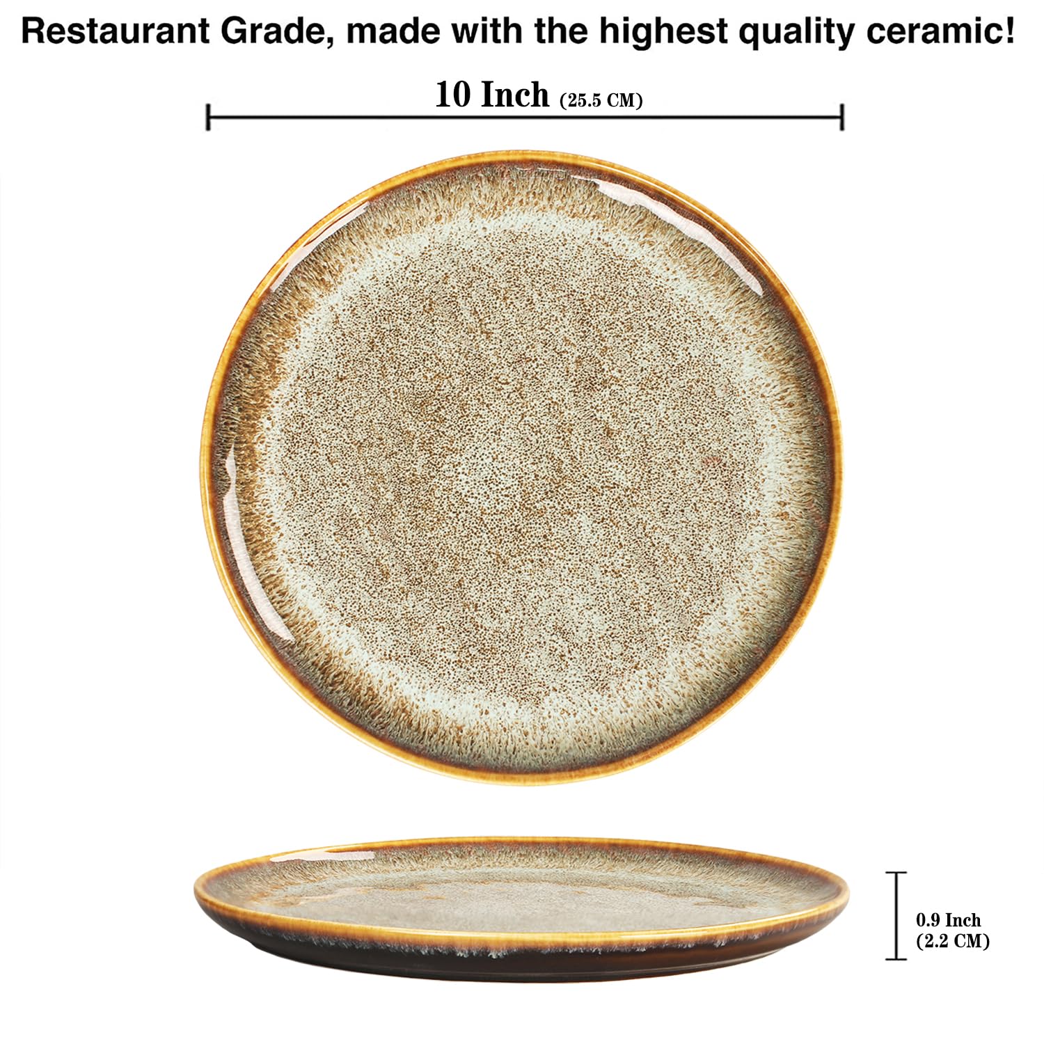 Premium 10-Inch Round Ceramic Dinner Plates Set of 4 - Microwave & Dishwasher Safe, Scratch-Resistant Porcelain Dishware for Everyday Meals, Parties & Entertaining - Elegant Kitchen Serving Dishes for Lunch, Dinner & Snacks