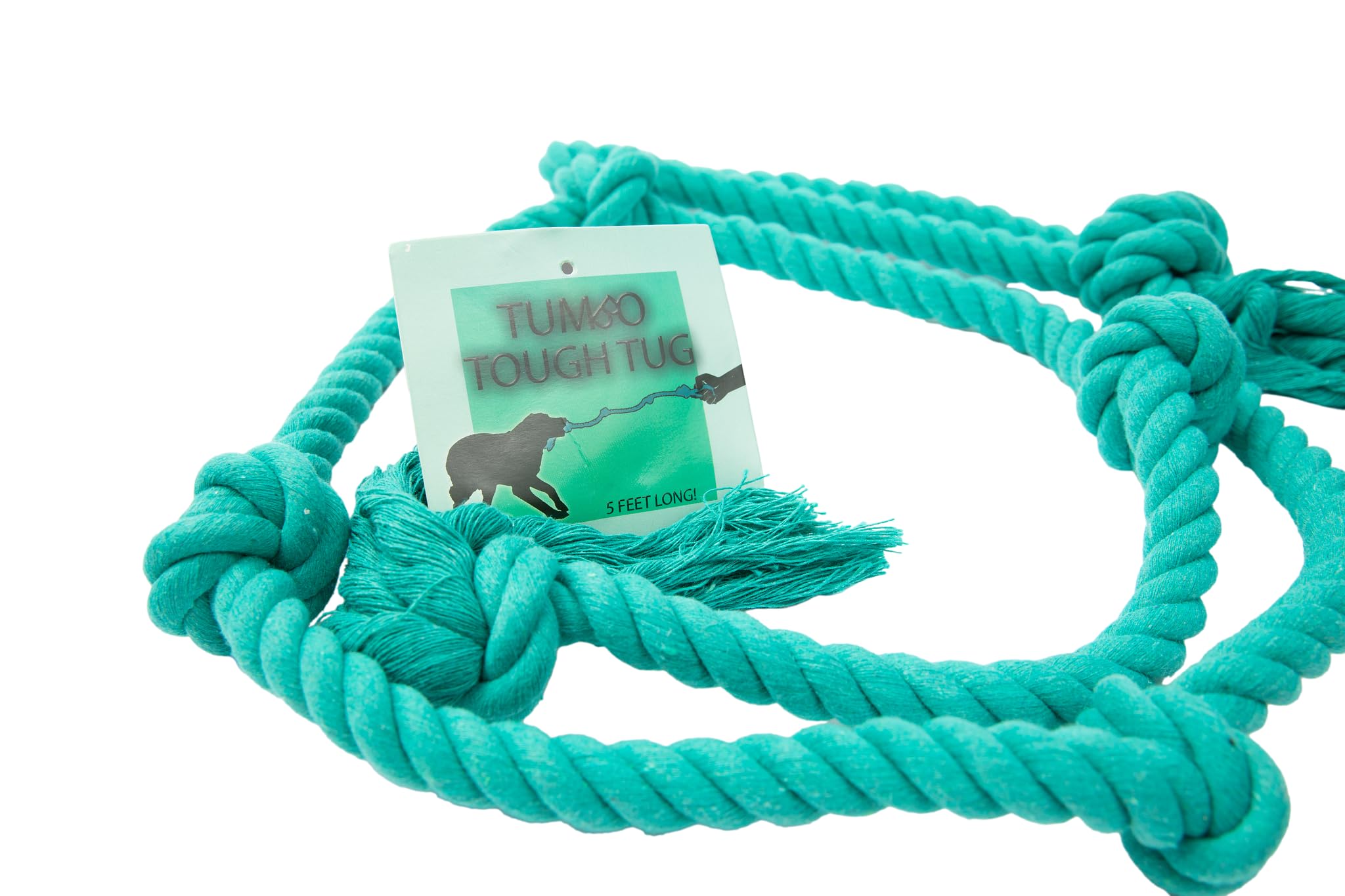 Tumbo Tough Tug Rope Dog Toy - 5ft Long Durable Rope Pull Toy with Handle for Large Dogs | Tug of War Game | Chew Resistant & Strong for Aggressive Chewers | Perfect for Outdoor Play, Training & Bonding (Bahama Blue)