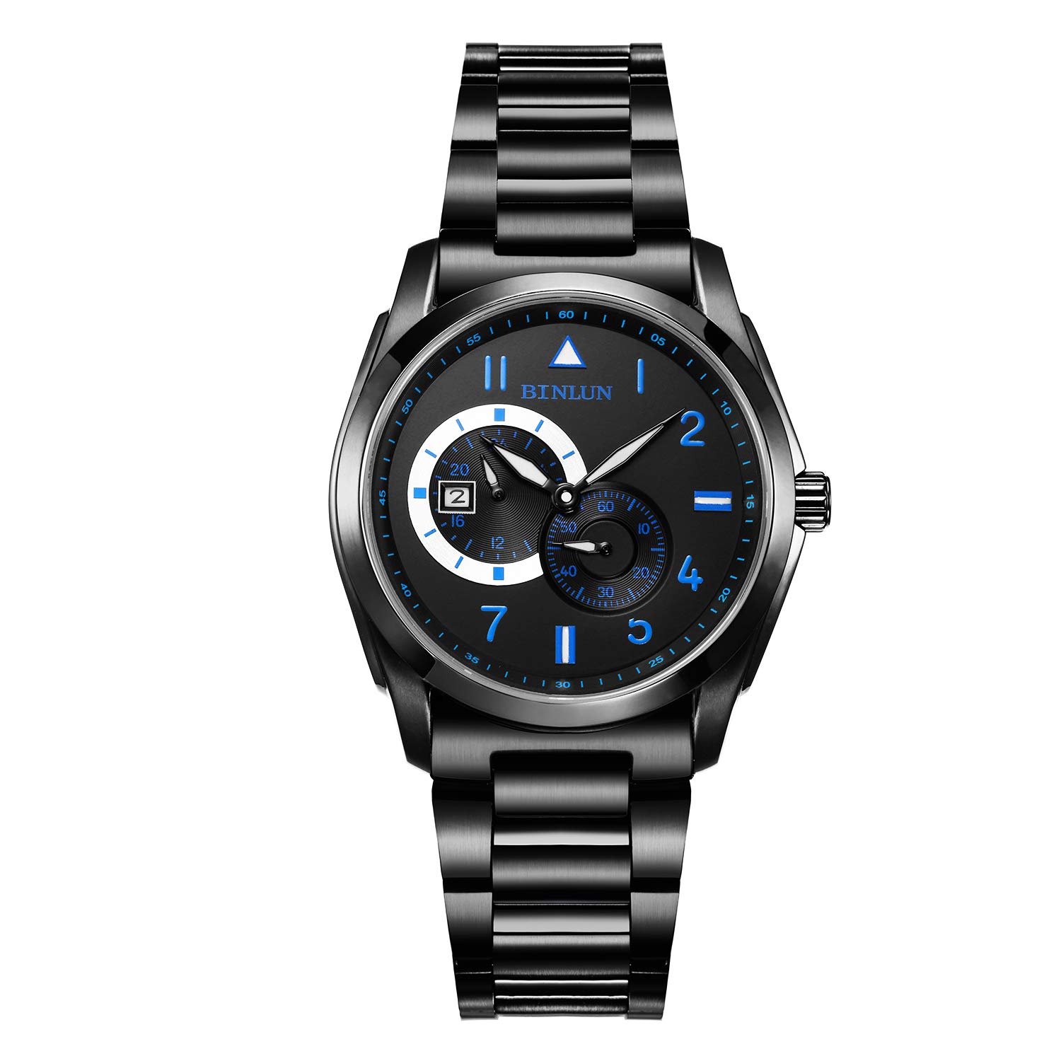 BINLUN Black Men's Automatic Waterproof Military Watch - Stainless Steel Wristwatch with Date Display - Perfect for Father's Day, Christmas Gifts, Outdoor Adventures & Formal Occasions