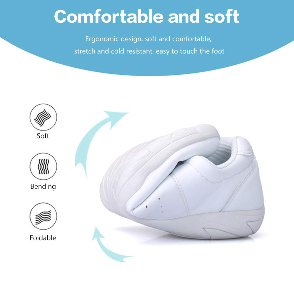 Women's White Cheerleading Shoes - Athletic Dance Sneakers for Cheer, Tennis & Walking | Lightweight Flats for Girls & Women | Perfect for Practice, Performances & Casual Wear