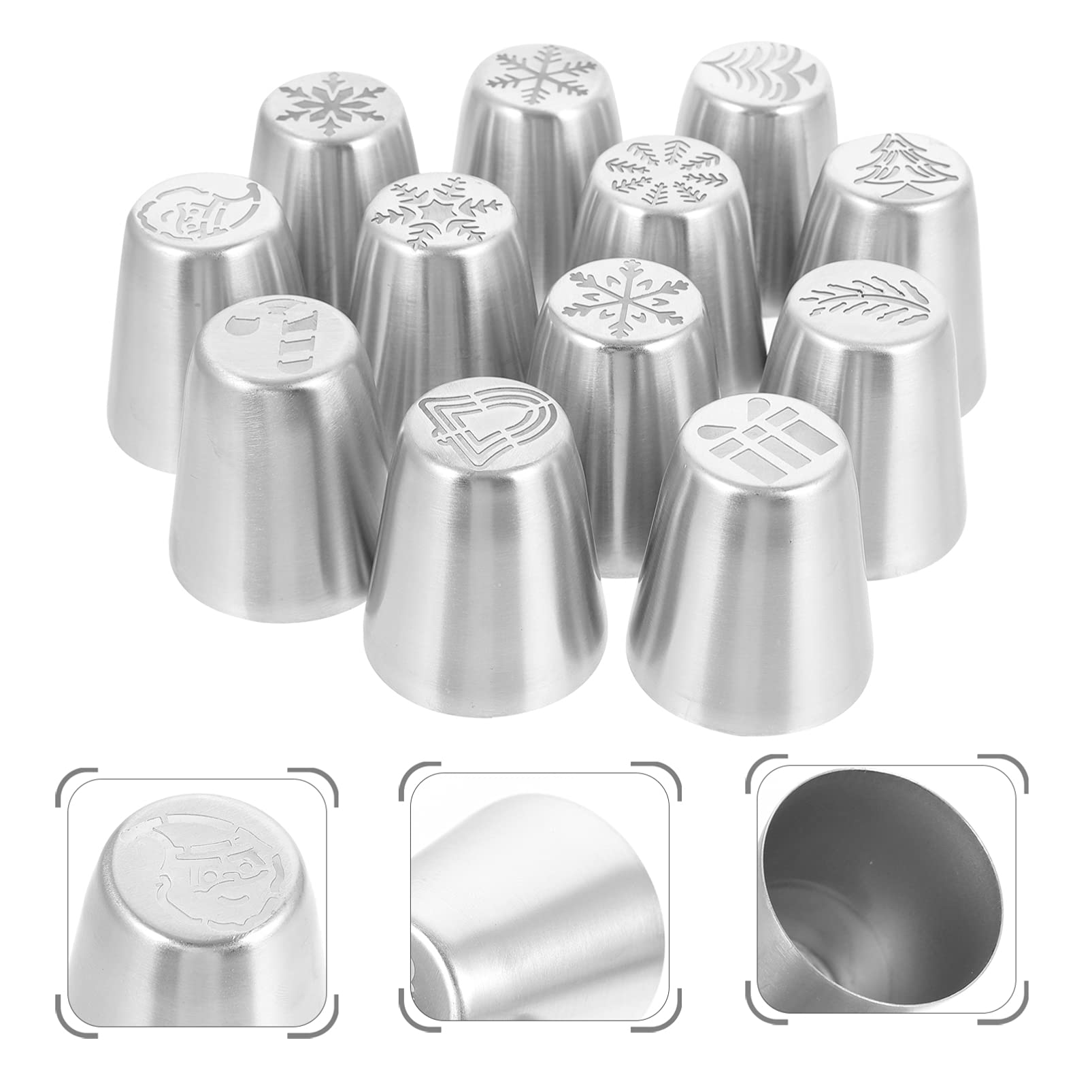 HEMOTON 12Pcs Russian Piping Tips Set for Cake Decorating - Stainless Steel Icing Nozzles for Flowers, Frosting, Cupcakes, Cookies & Muffins | Perfect for Christmas Baking, DIY Pastry & Kitchen Supplies