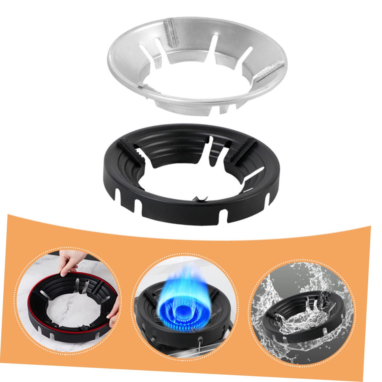 BESPORTBLE 2-Pack Universal Stainless Steel Gas Stove Windshield & Wok Support - Fireproof Range Hood Cover for Outdoor Camping & Home Kitchen Use