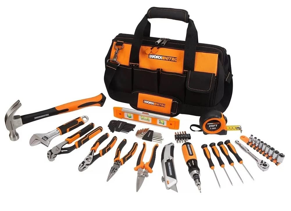 Worx Nitro Professional 53-Piece Tool Kit with Durable Tool Bag - Perfect for Home Repairs, DIY Projects & Professional Construction Work