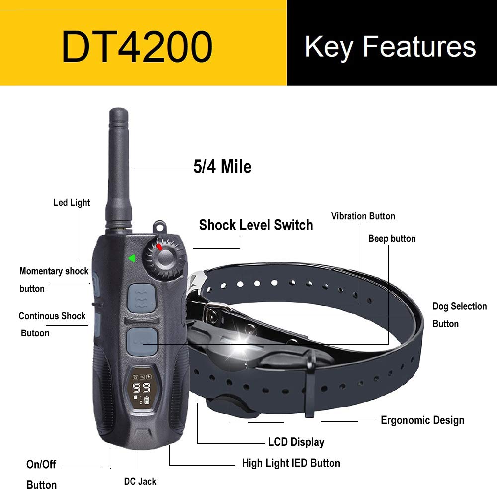 **Remote Dog Training Collar for Hunting - 5/4 Mile Range, Static & Vibration Modes, LED Night Light - Waterproof & Rechargeable Shock Collar for 2 Dogs - Perfect for Outdoor Training & Night Hunting**