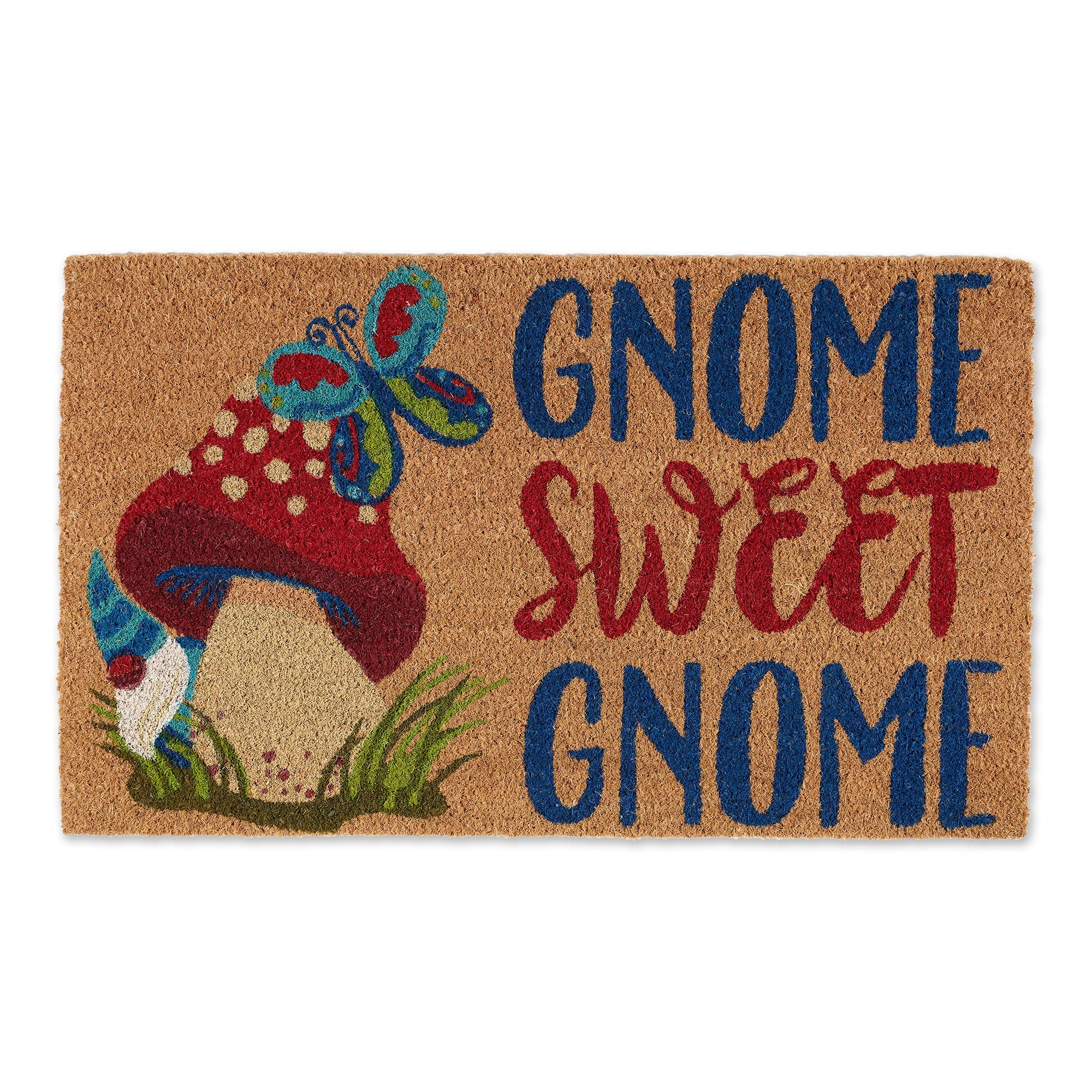 DII Heavy Duty Coir Doormat with Non-Slip Vinyl Backing - Outdoor Welcome Mat for Front Porch, Entryway & Home Decor - Gnome Sweet Gnome Design - 17x29 Inches - Perfect for Muddy Shoes, Pet Paws & Seasonal Decor