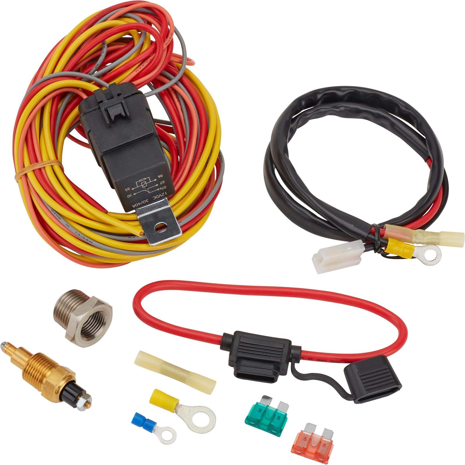 Speedway Electric Fan Relay Wiring Kit with 195 Degree On/Off Switch - Universal Cooling System Upgrade for Cars, Trucks & SUVs - Perfect for Engine Overheating Protection & Performance Tuning