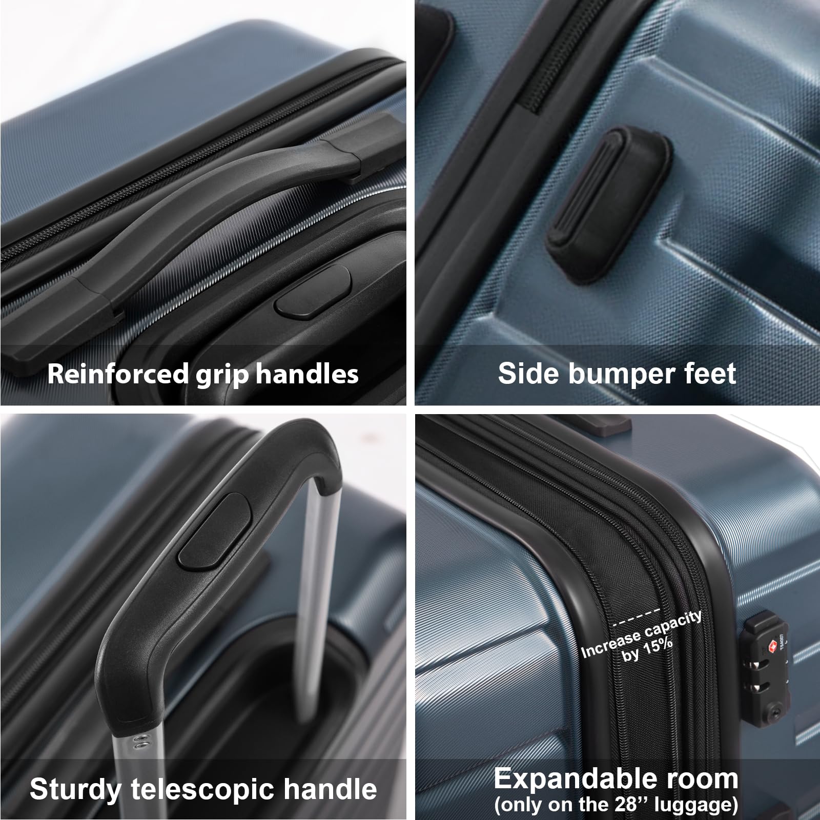Coolife Hardside Carry-On Luggage Suitcase with TSA Lock, Spinner Wheels & Telescopic Handle - Lightweight PC+ABS Luggage for Business Travel & Weekend Getaways