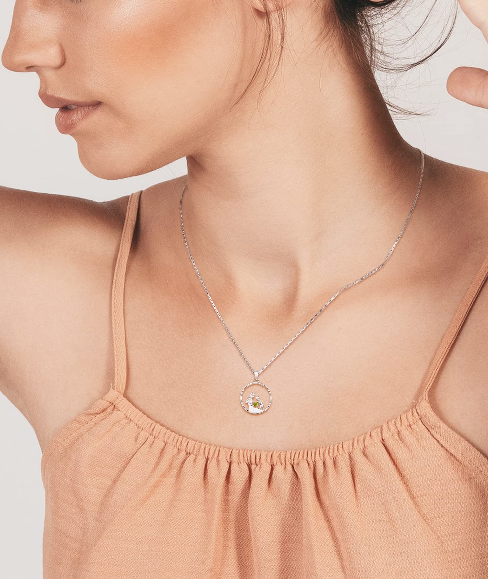 YL Women's Mother Necklace - 925 Sterling Silver Round Mum Pendant with Birthstone - Elegant Jewelry Gift for Mom, Grandma, Wife - Perfect for Mother's Day, Birthday & Anniversary Celebrations