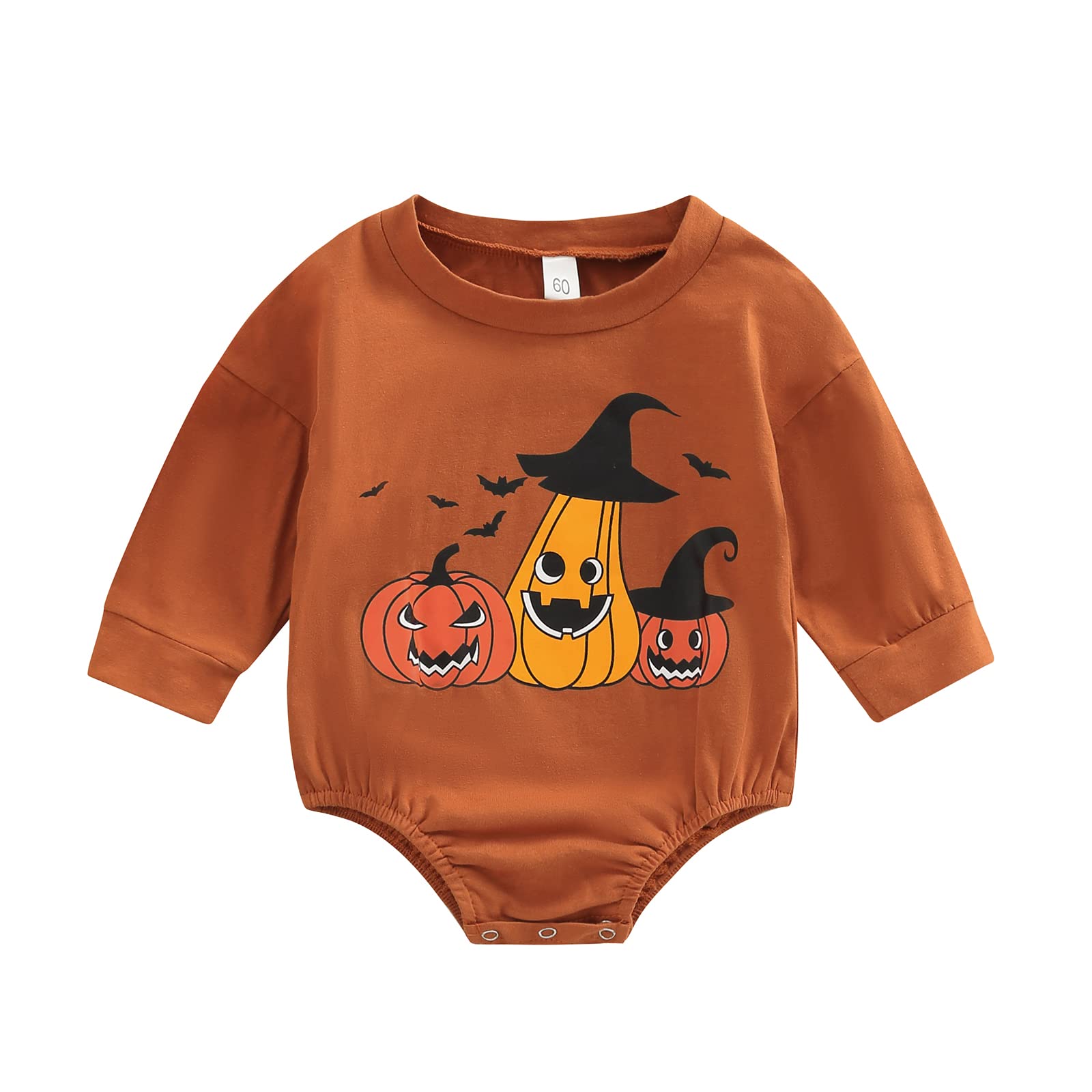 Unisex Baby Bodysuit - Evil Teeth Print Long Sleeve Halloween Outfit for Boys & Girls | Newborn Infant Costume Set for Halloween Parties & Dress-Up Play