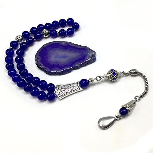 Navy Blue Agate Stone & Crystal Rhinestone Beads Design