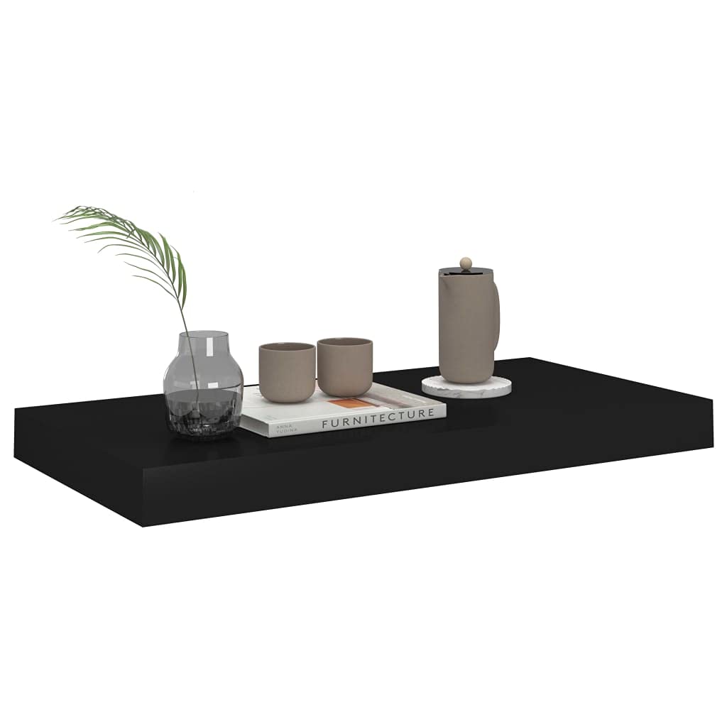 Floating Shelves Set of 2 - 19.7x9.1x1.5 Inch Black MDF Wall Mounted Shelves for Bedroom, Living Room, Bathroom - Modern Decorative Storage Shelves for Home Office, Kitchen, Books & Decor Display