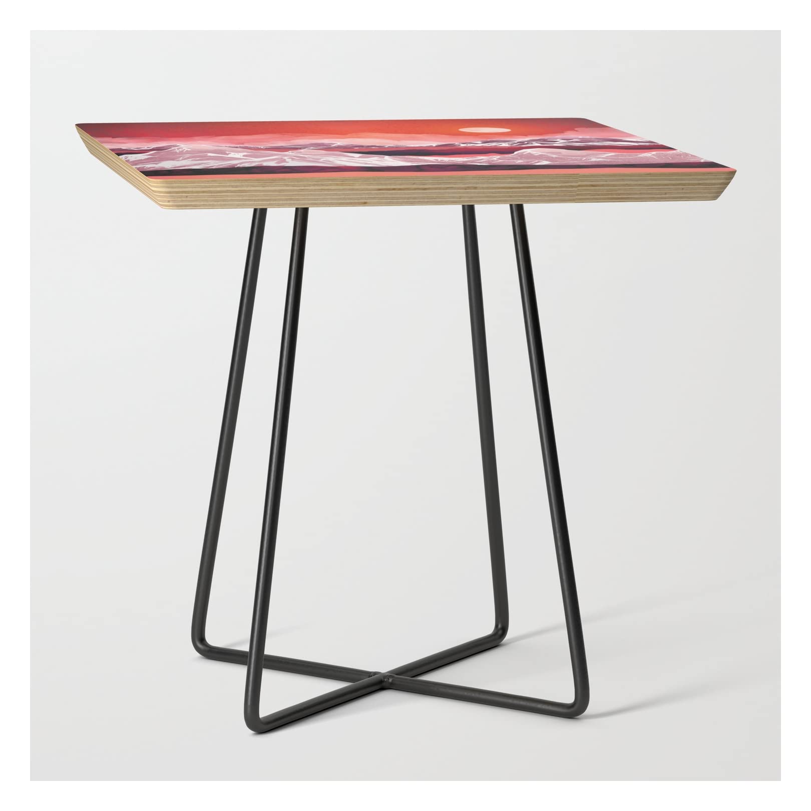 Spacefrogdesigns Scarlet Glow Square Side Table - Black Modern End Table for Living Room, Bedroom & Office Decor