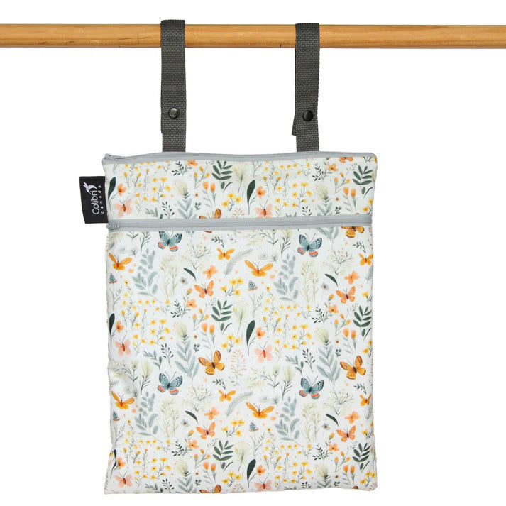 Colibri Butterfly Garden Wet Dry Bag for Baby Diapers, Swimsuits & Gym Clothes - Waterproof Reusable Travel Organizer for Nursery, Pool & Sports Gear Storage