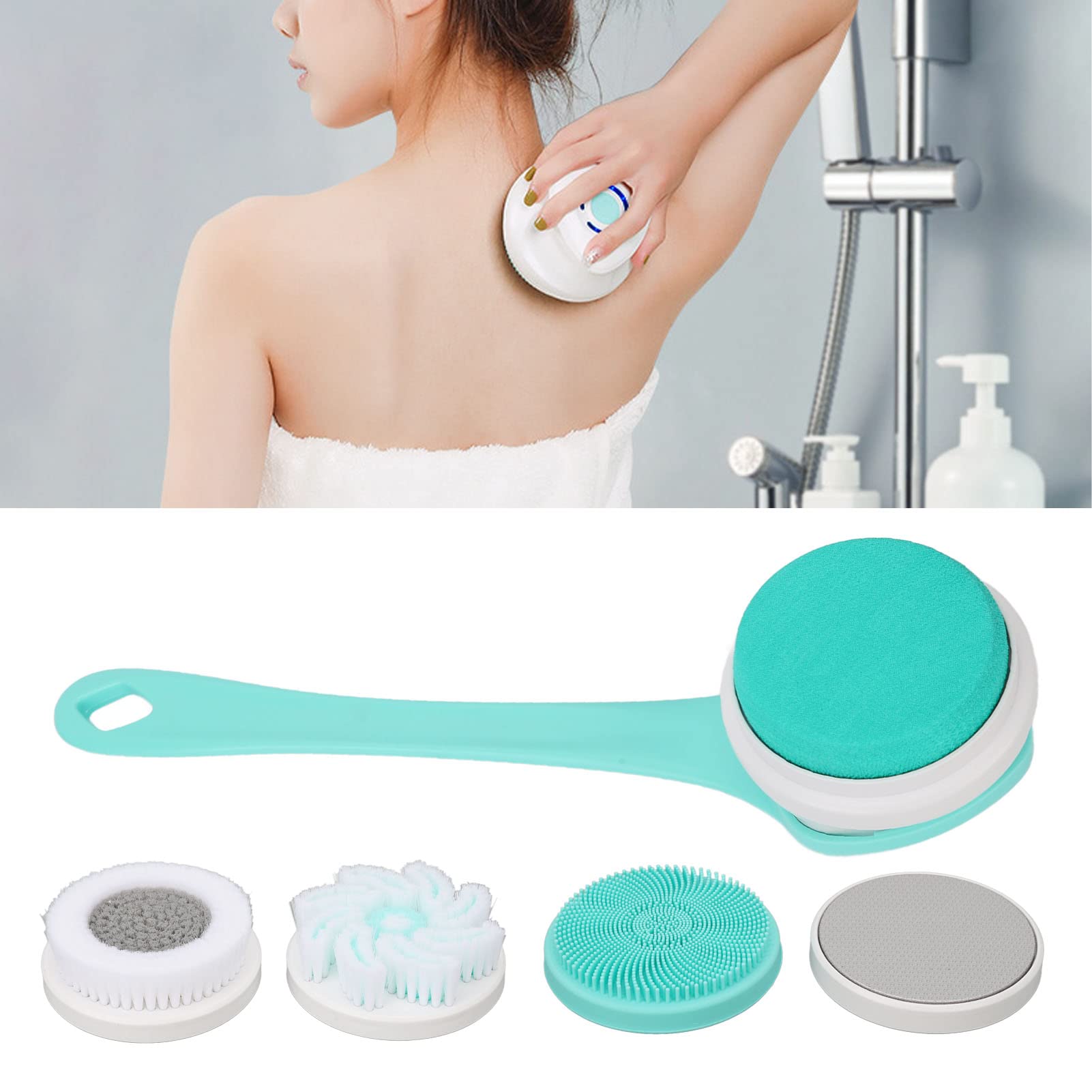 EXCLUZO Electric Shower Brush with Soft Silicone Bristles - IP67 Waterproof Body Scrubber for Deep Cleansing & Exfoliation - Perfect for Back, Feet & Hard-to-Reach Areas in Bath or Shower