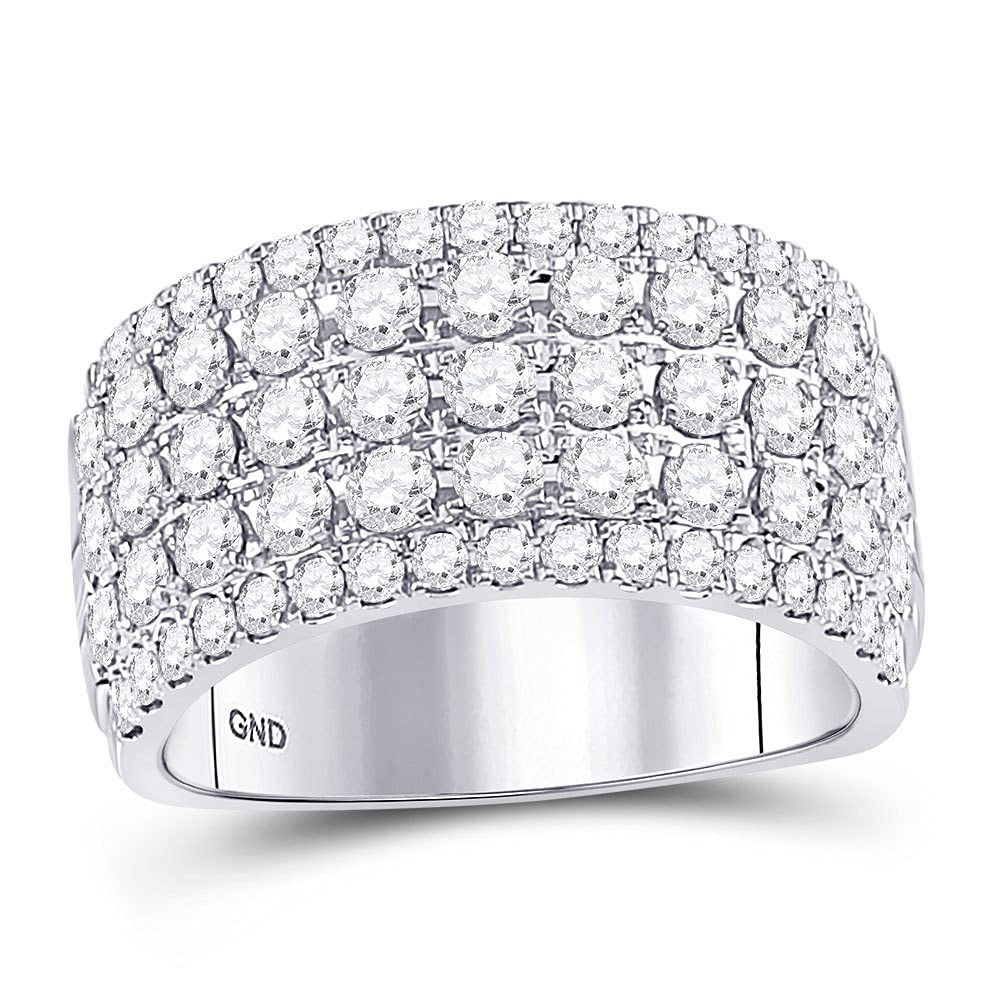 10K White Gold Women's Round Diamond Band Ring - 2 CTTW (2 Carat Total Weight) - Elegant Wedding, Anniversary, or Gift Jewelry for Her