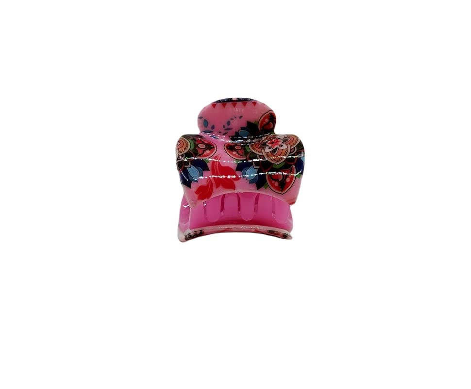 PEAcock - Double Layer Small Hair Clips for Women & Girls, Multi Printed Hair Clutchers & Half Hair Claws - Perfect for School, Work, Parties & Everyday Styling