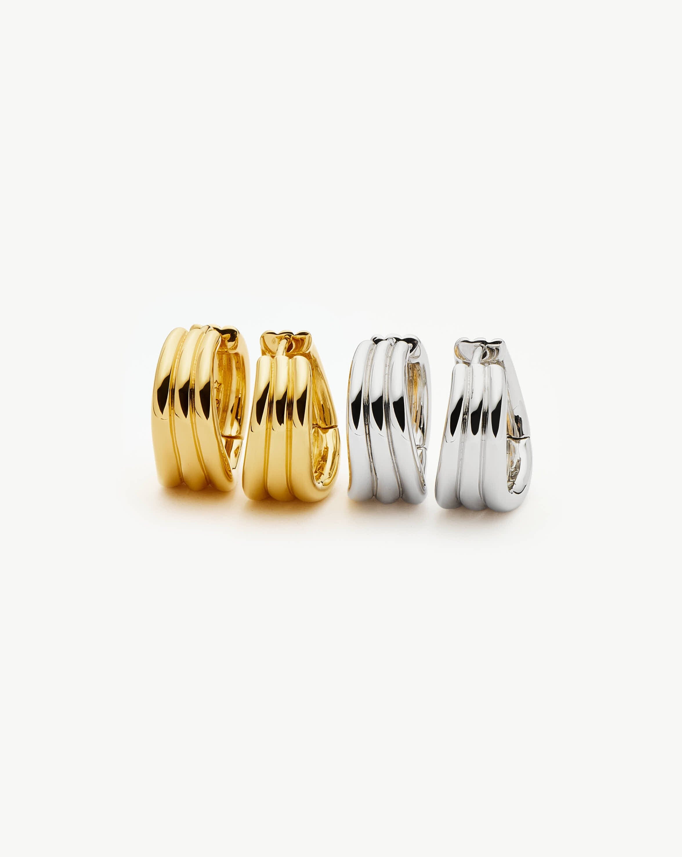 Savi Triple Ridge Hoop Earrings for Women - 925 Sterling Silver Dangle Earrings | Elegant Jewelry Gift for Birthday, Anniversary & Everyday Wear