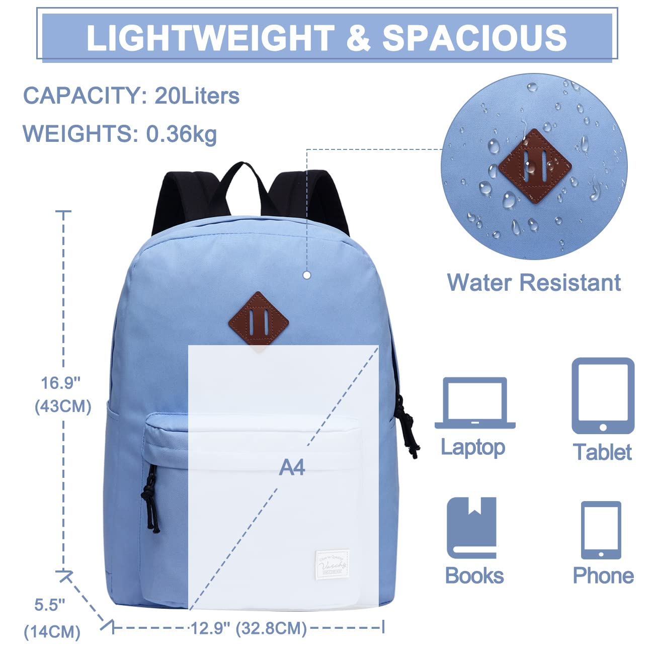 VASCHY Stylish Lavender Backpack Purse for Women - Trendy Shoulder Bag, Durable & Lightweight, Perfect for Work, Travel & Daily Use