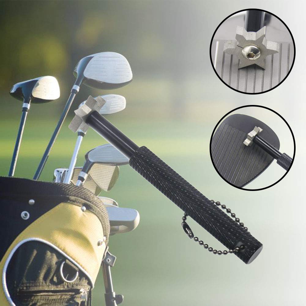 Premium Golf Groove Sharpener Tool with 6 Replaceable Cutters - Perfect for Iron Sets & Wedge Clubs | Restore Club Face Grip for Better Shots on Fairway, Rough & Bunker Play