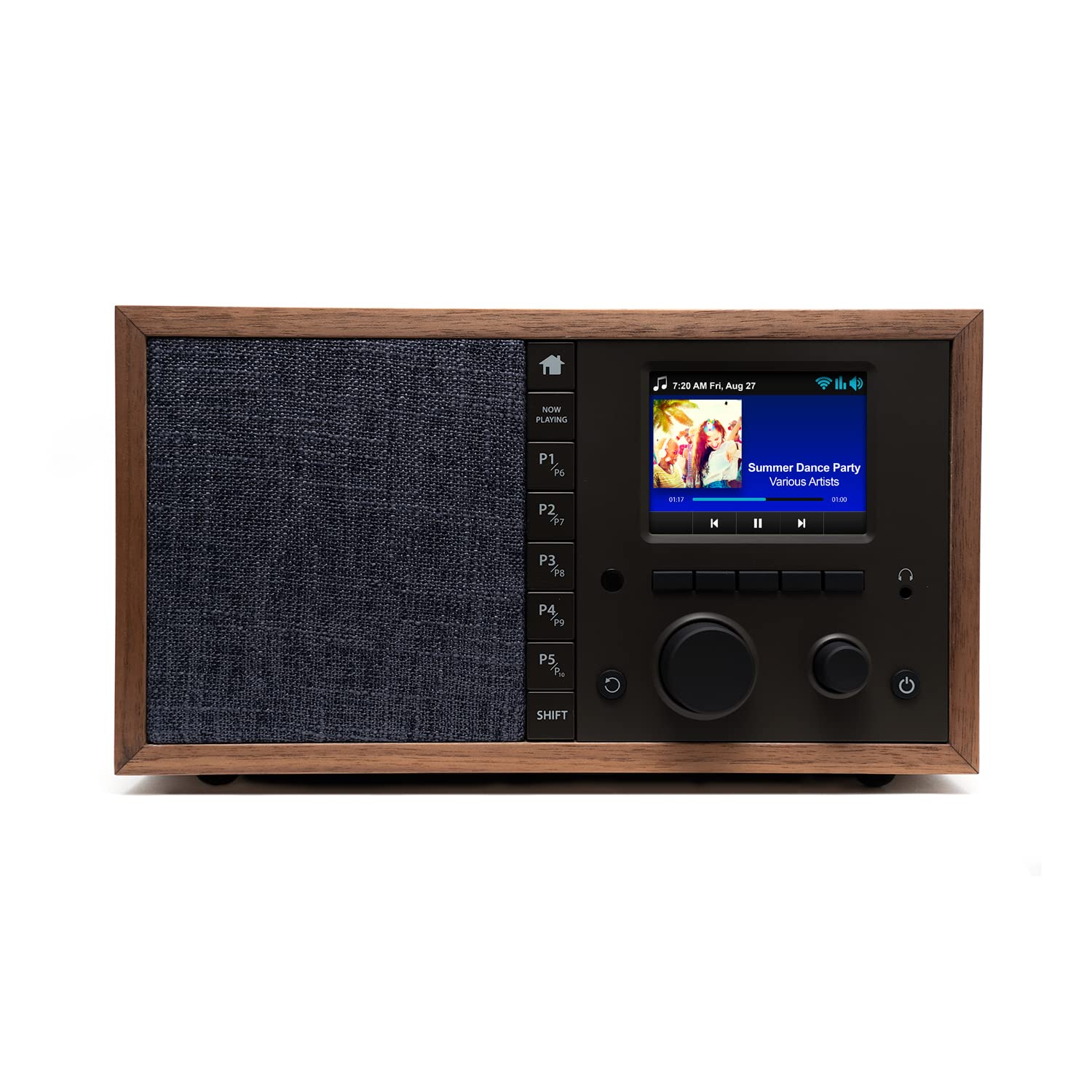 Grace Digital Mondo Elite Classic Smart Internet Radio with Bluetooth, Wi-Fi & Qi Wireless Fast Charger - 7-Day Alarm Clock, No Microphone (Walnut) - Perfect for Bedroom, Office and Kitchen Use