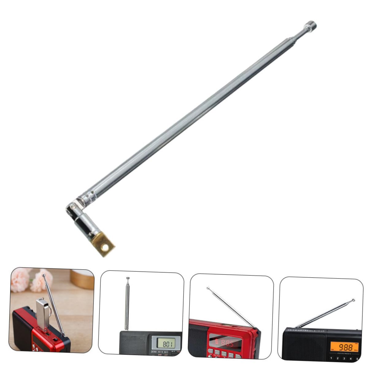 HOOTNEE Retractable Radio Antenna - Silver Telescopic Antenna for Home Remote Control, Wide Compatibility, Easy to Use - Perfect for TV, Stereo, Car Radio and Home Theater Systems