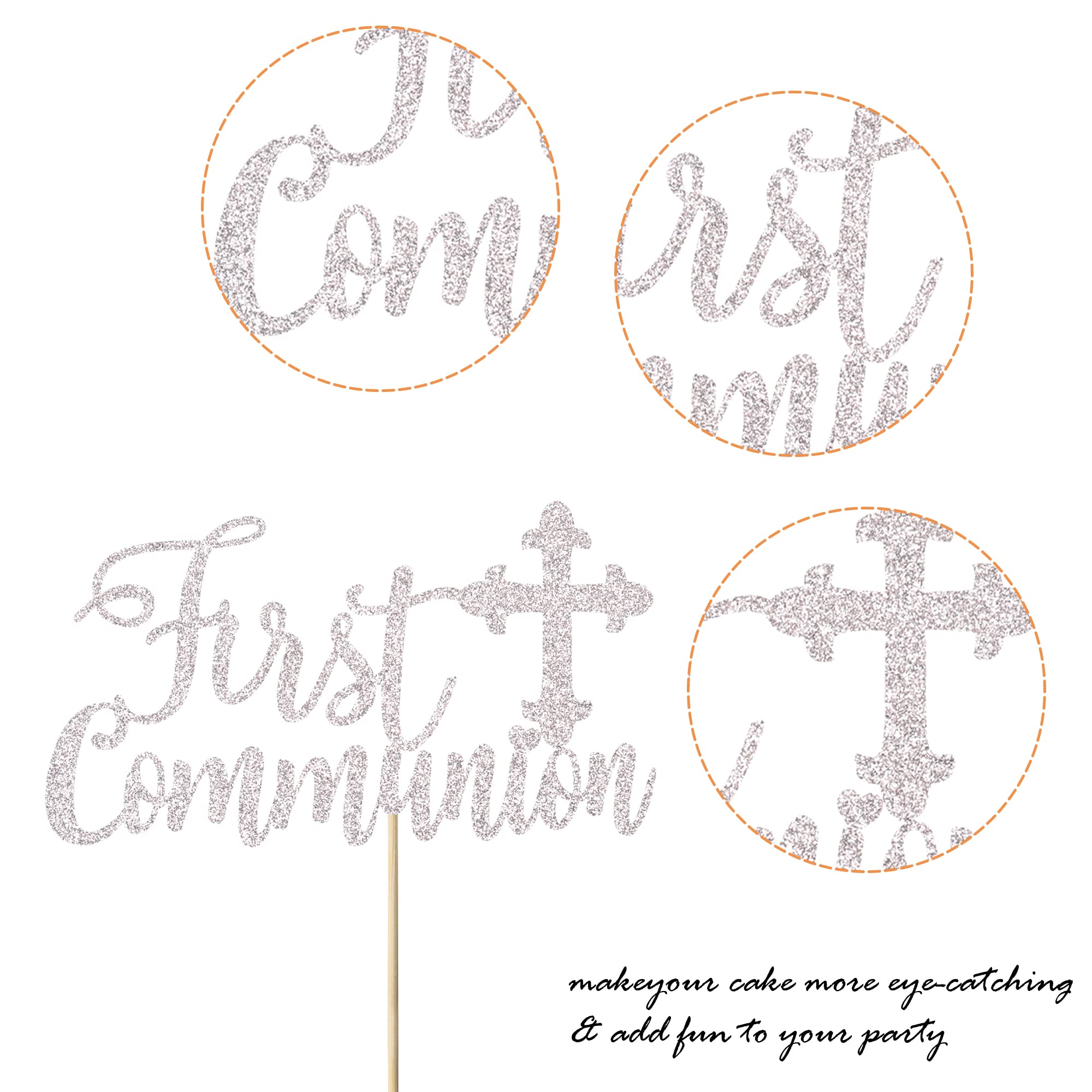 1 Pack Silver Glitter Cross Cake Topper - First Communion Cake Decoration, Baptism, Baby Shower & Birthday Party Supplies - Perfect for Religious Celebrations & Themed Events