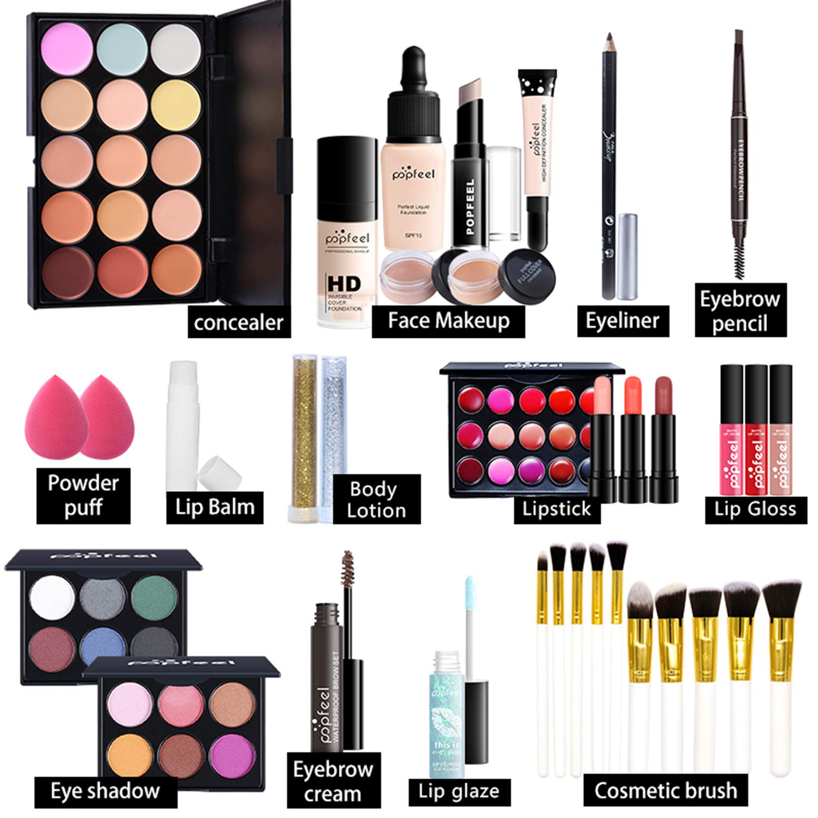 FantasyDay Complete Makeup Kit - Christmas Makeup Gift Set with Eyeshadow, Lipstick, Brushes, Contour Stick, Concealer, Mascara, Blush & Powder | Perfect for Holiday Gifts, Birthday Presents & Makeup Lovers
