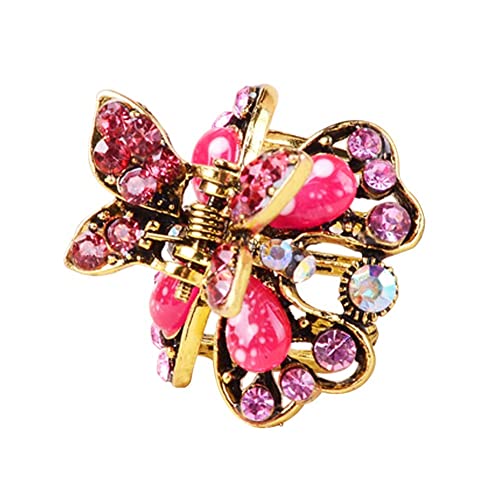 2 Pcs Rhinestone Hair Claw Clips - Small Jaw Clips with Bling for Women & Girls - Sparkly Butterfly Hair Clamp - Perfect for Parties, Weddings & Everyday Styling