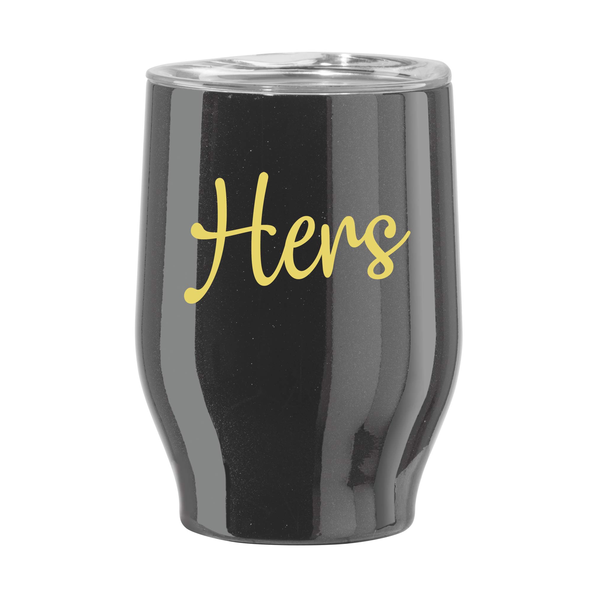 OGGI Vacuum Insulated Wine Tumbler for Women - 12oz Stainless Steel Travel Cup with Leak-Proof Lid, Gold Trim & Black Finish - Perfect for Wine, Cocktails, Coffee & Outdoor Adventures