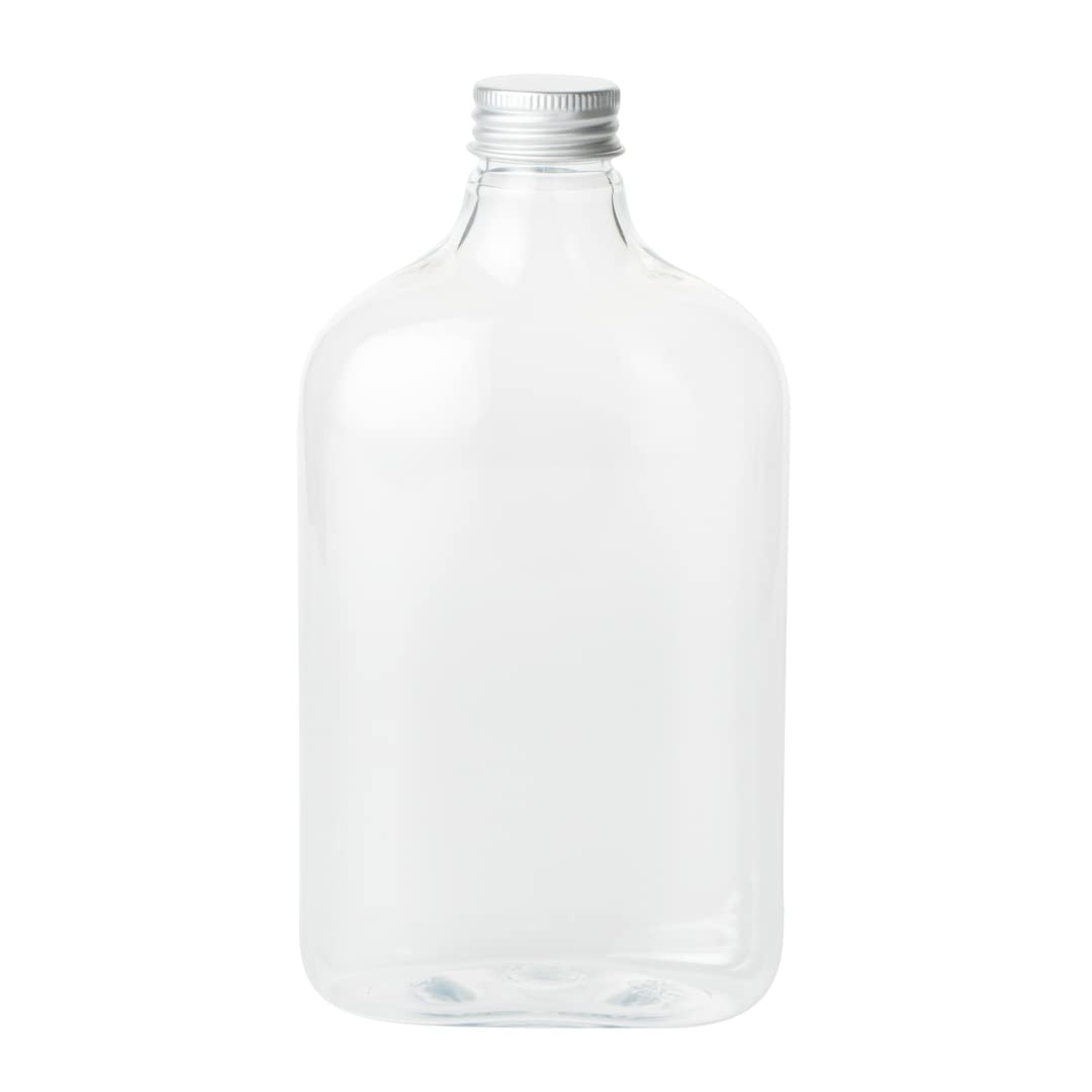 Restaurantware Bottle Tek 16.9oz Empty Plastic Liquor Bottles (100-Pack) - Clear Disposable Flask with Aluminum Lids for Juice, Ginger, Sauces & Party Favors | Perfect for Bars, Catering, Restaurants & Home Mixology