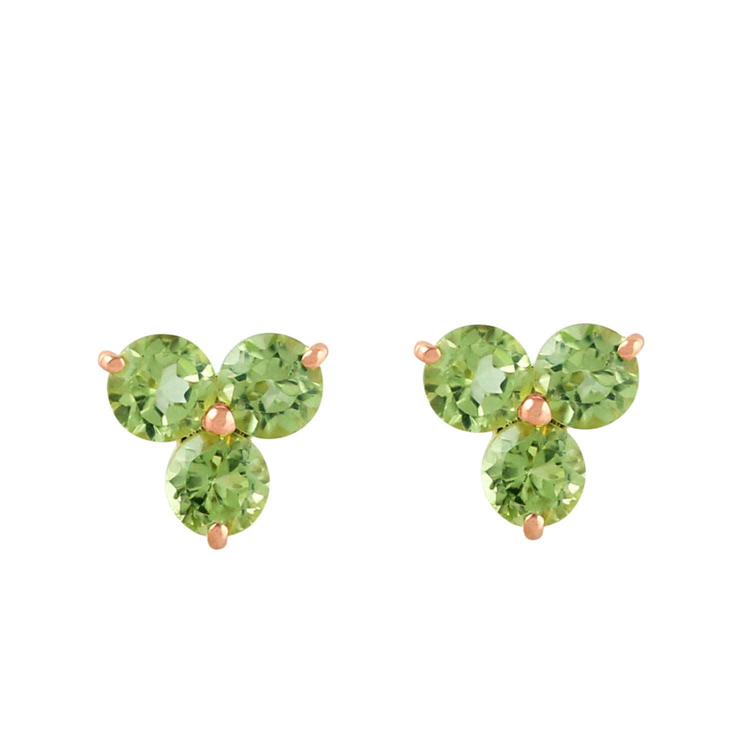 Natural Peridot Stud Earrings for Women - 14K Rose Gold Jewelry Gift - 0.85ct Genuine Gemstone - Perfect for Birthday, Anniversary & Everyday Elegance
