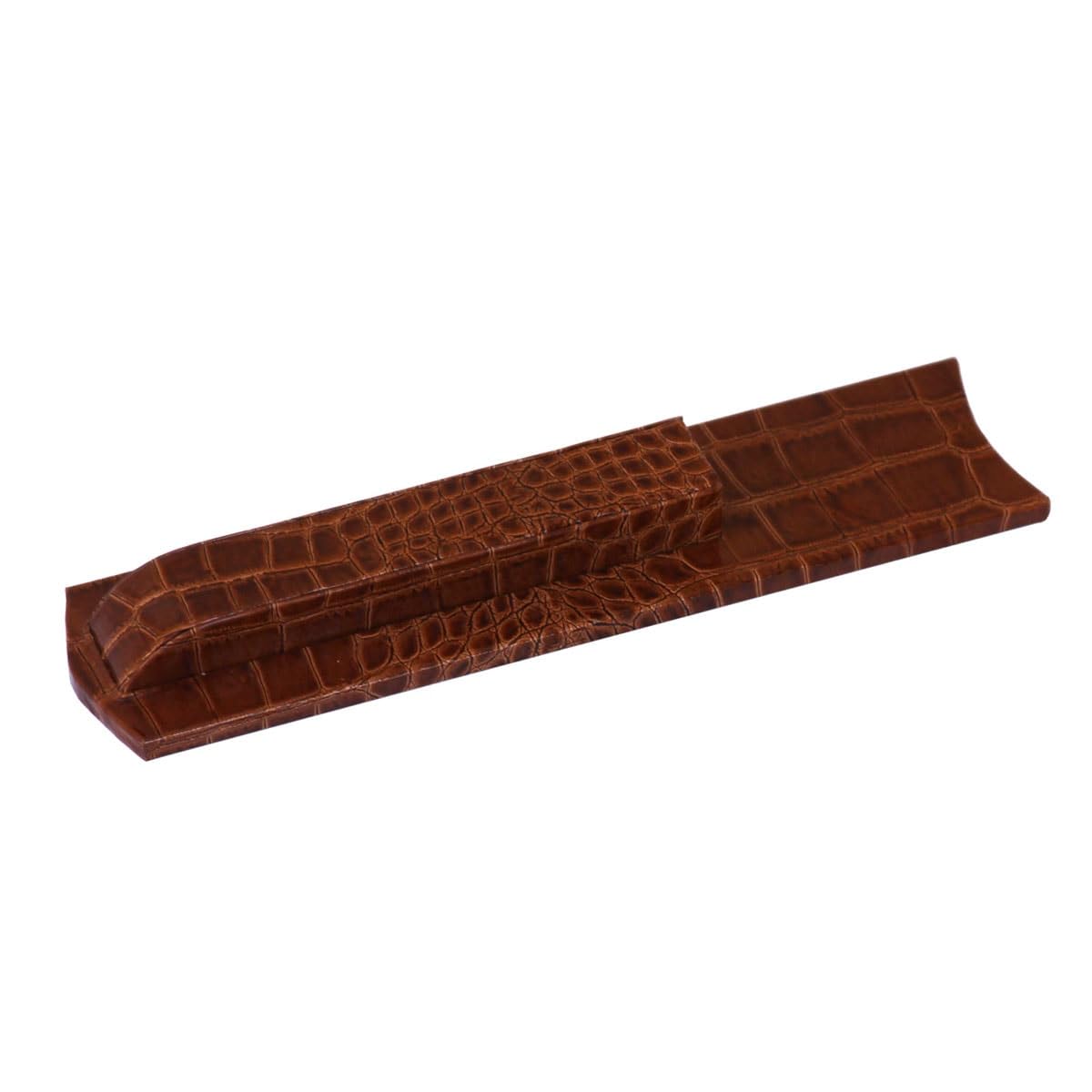 Premium Italian Crocodile Leather Book Holder Set - Luxury Cognac Brown Office & Library Accessories - Elegant Desk Organizer for Home, Office & Study Room Decor