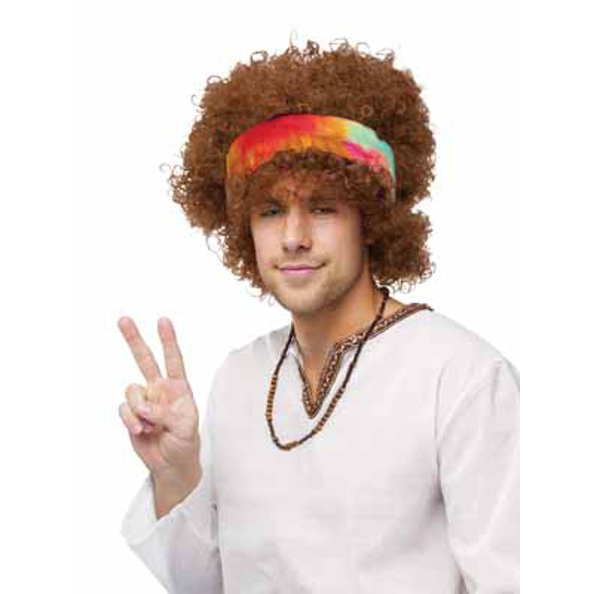 Stylish Hippie Fro Adult Wig for Women & Men - Natural Afro Curly Synthetic Hair Costume Wig for Halloween, Cosplay & Themed Parties
